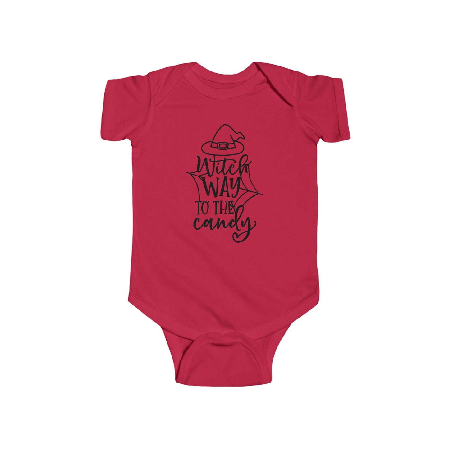 Witch Way to the Candy Infant Fine Jersey Bodysuit, Fall Autumn Halloween Onesie, Autumn Outfit for a Baby Witch, Spooky Scary Witch Tee