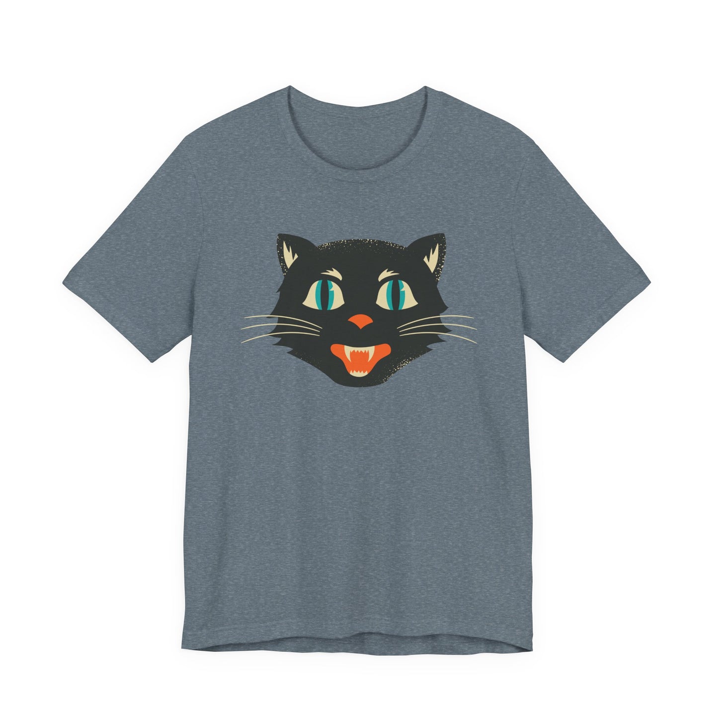 Vintage Cat Unisex Jersey Short Sleeve Tee, Retro Halloween T-Shirts for Women, Halloween Black Cat Shirt
