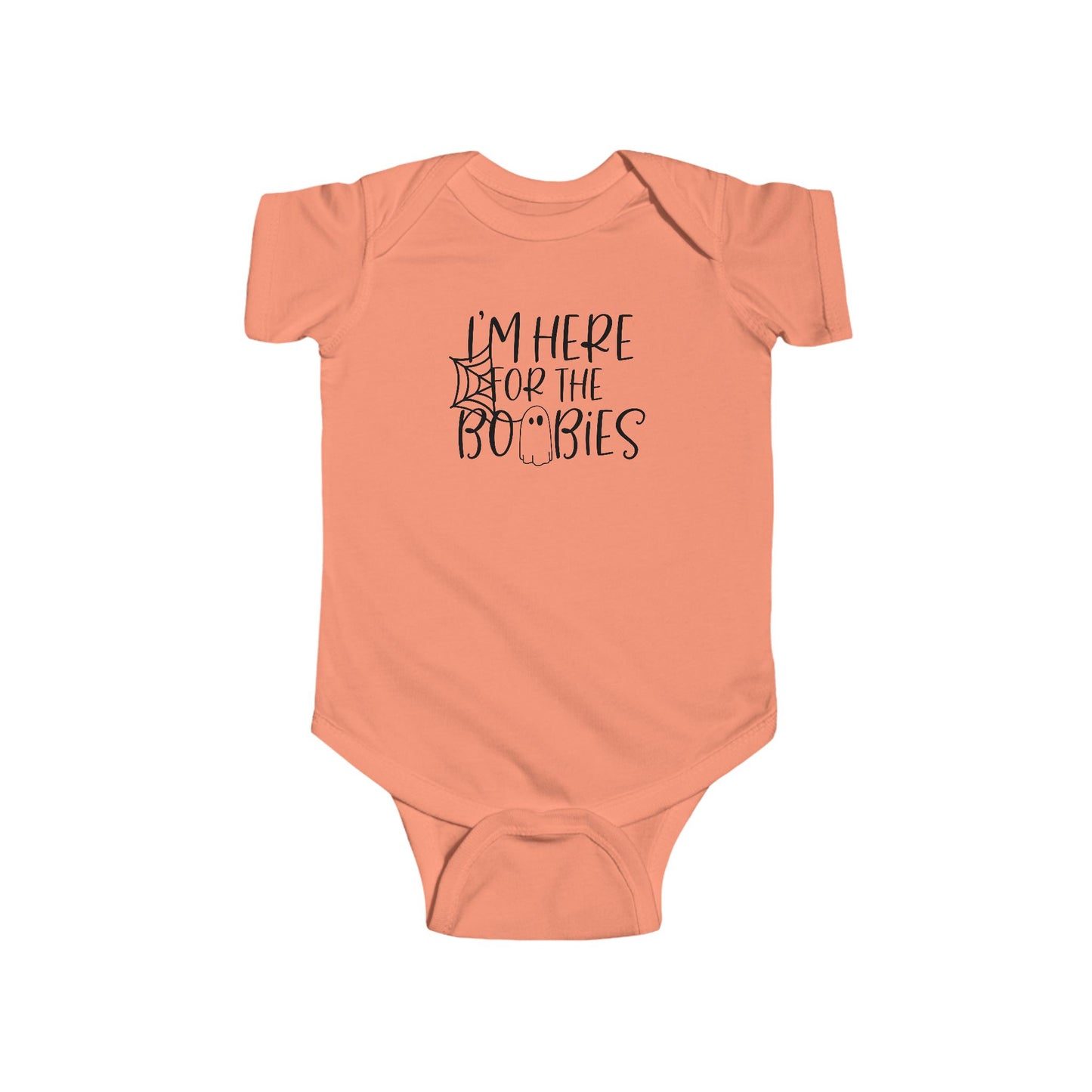 I'm Here for the Boobies Infant Fine Jersey Bodysuit, Funny Halloween Baby Onesie, Baby Boy or Girl Fall Themed Gift