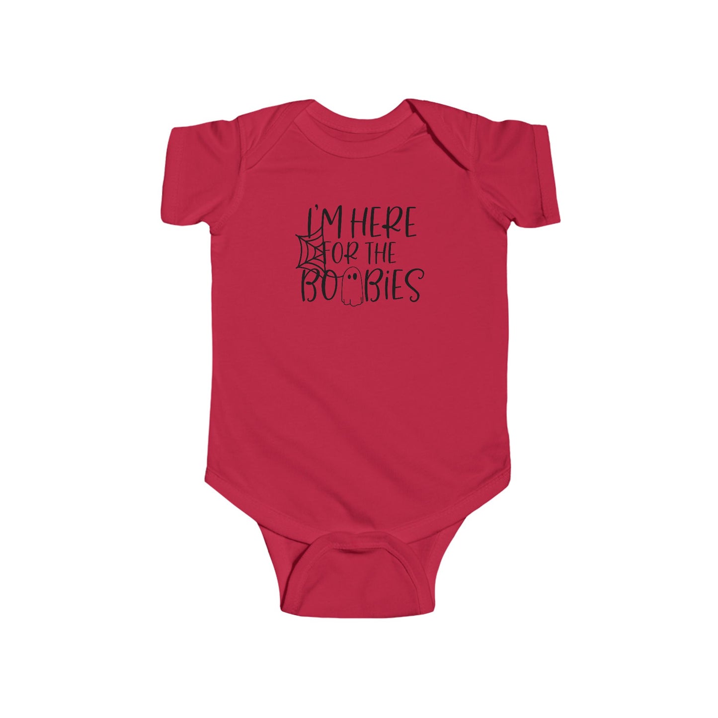 I'm Here for the Boobies Infant Fine Jersey Bodysuit, Funny Halloween Baby Onesie, Baby Boy or Girl Fall Themed Gift