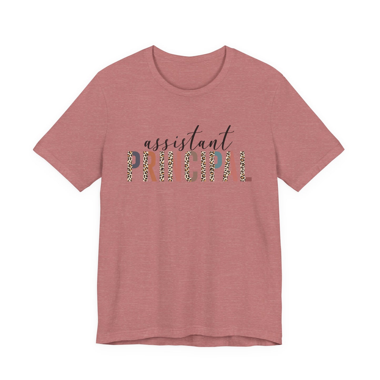 Assistant Principal Jersey Short Sleeve Tee, Leopard Print and Pastel Rainbow Design T-Shirt, School Principal Gifts, Back to School