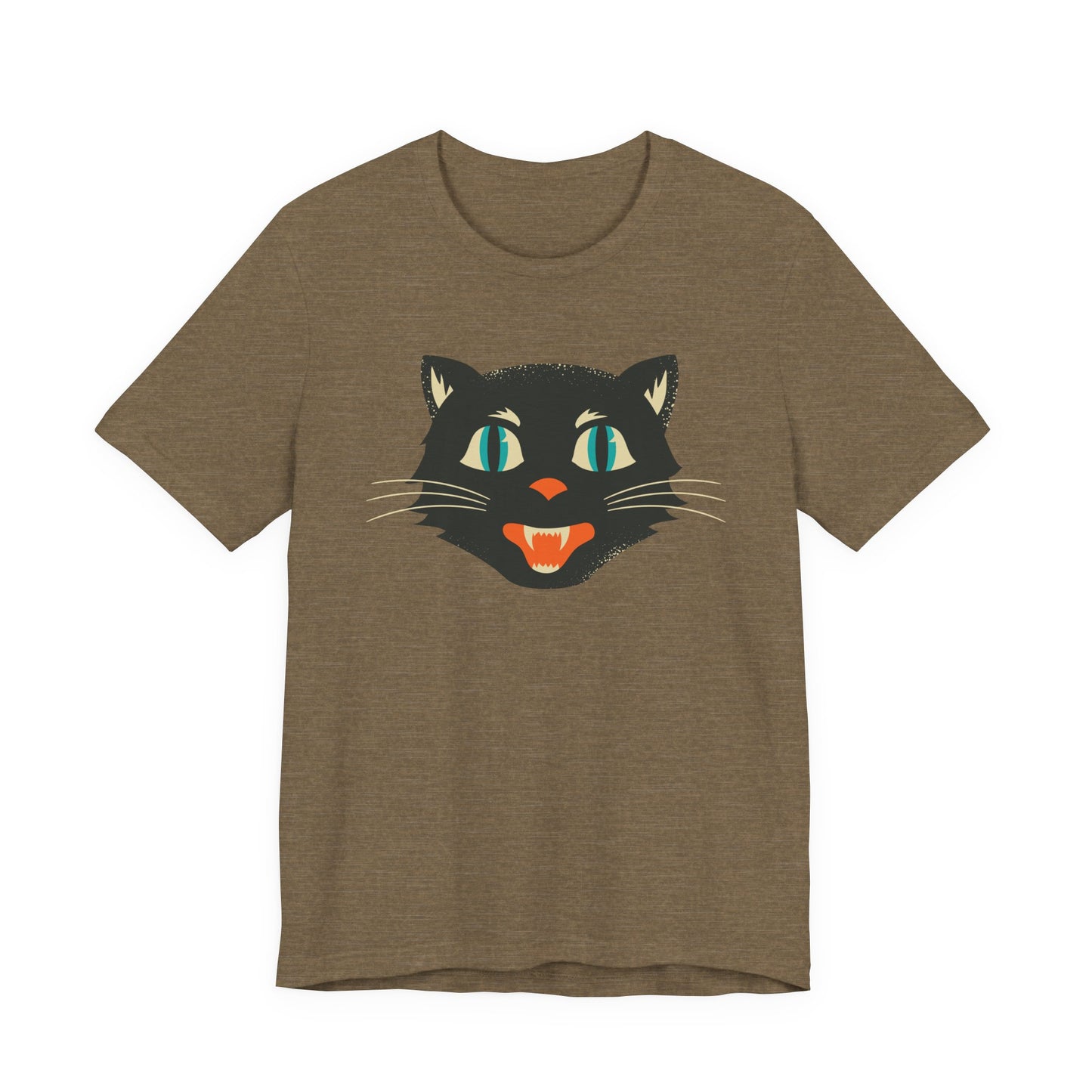 Vintage Cat Unisex Jersey Short Sleeve Tee, Retro Halloween T-Shirts for Women, Halloween Black Cat Shirt