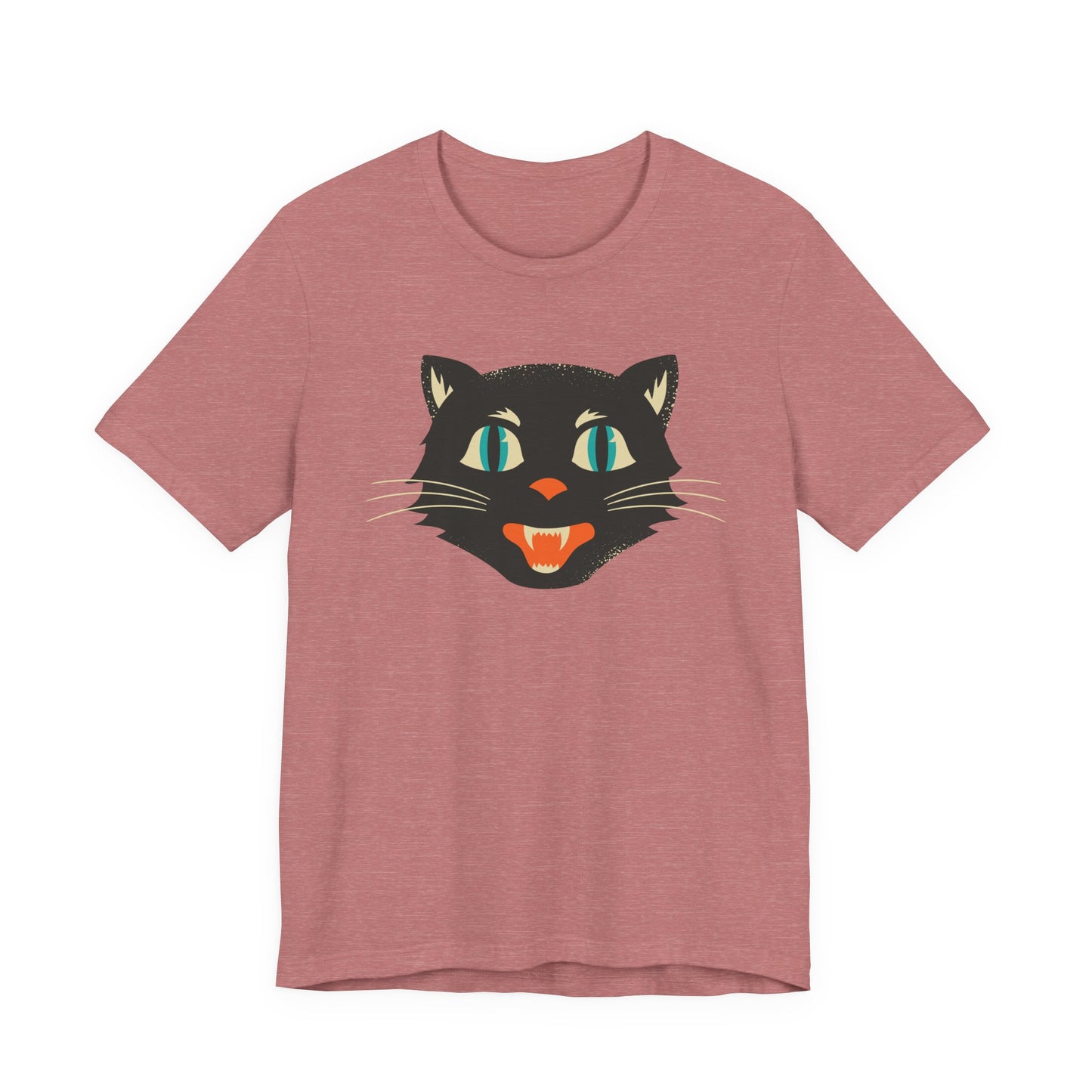 Vintage Cat Unisex Jersey Short Sleeve Tee, Retro Halloween T-Shirts for Women, Halloween Black Cat Shirt
