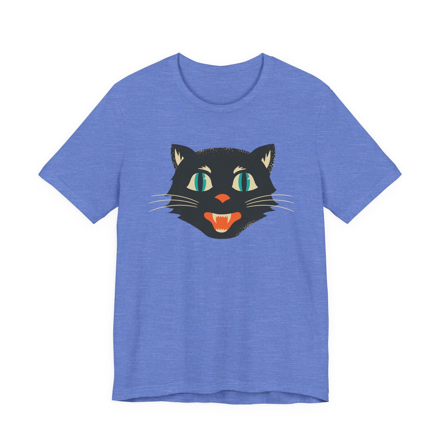 Vintage Cat Unisex Jersey Short Sleeve Tee, Retro Halloween T-Shirts for Women, Halloween Black Cat Shirt