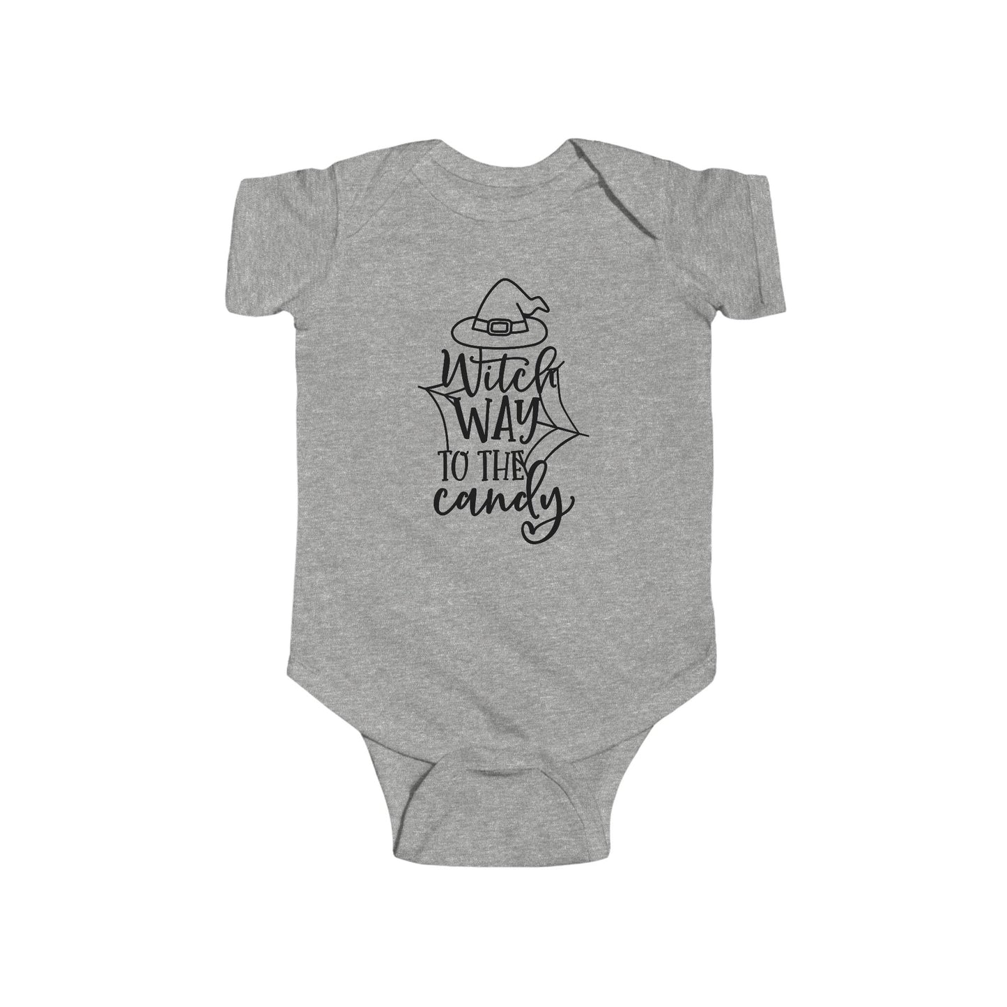 Witch Way to the Candy Infant Fine Jersey Bodysuit, Fall Autumn Halloween Onesie, Autumn Outfit for a Baby Witch, Spooky Scary Witch Tee