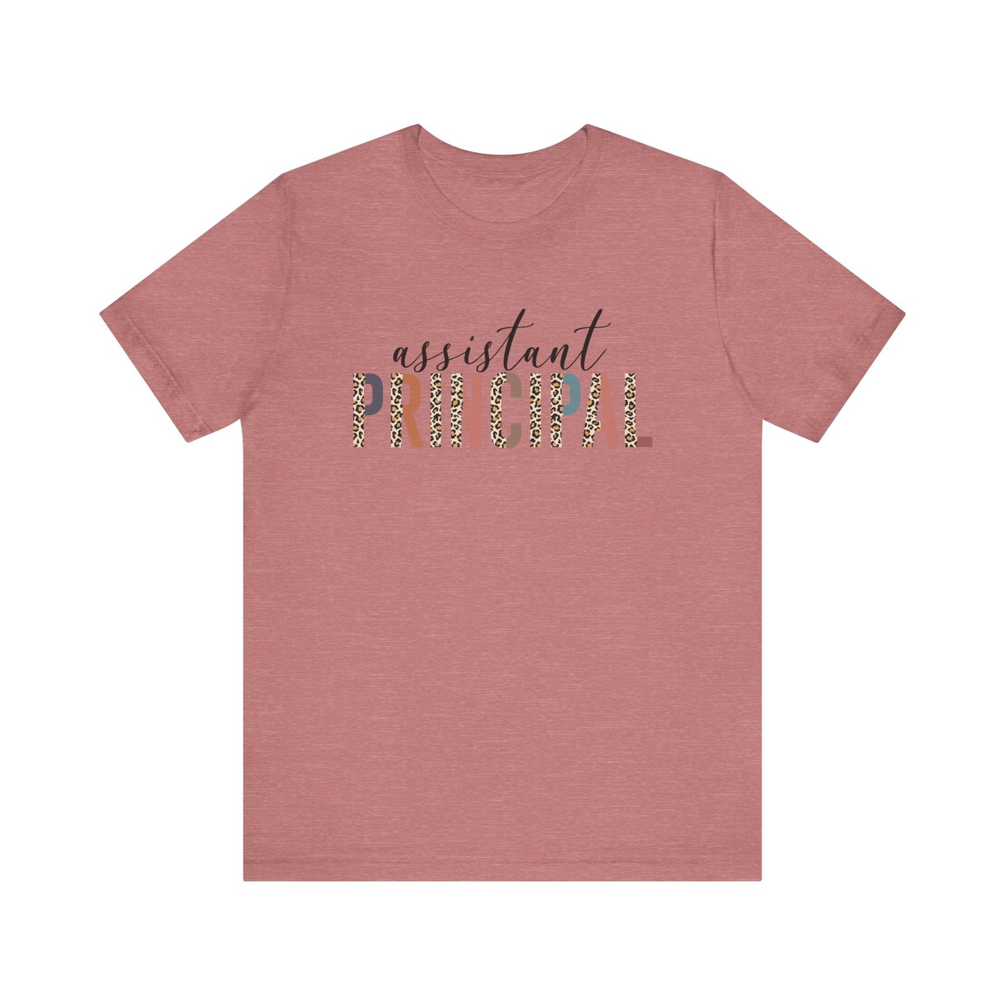 Assistant Principal Jersey Short Sleeve Tee, Leopard Print and Pastel Rainbow Design T-Shirt, School Principal Gifts, Back to School