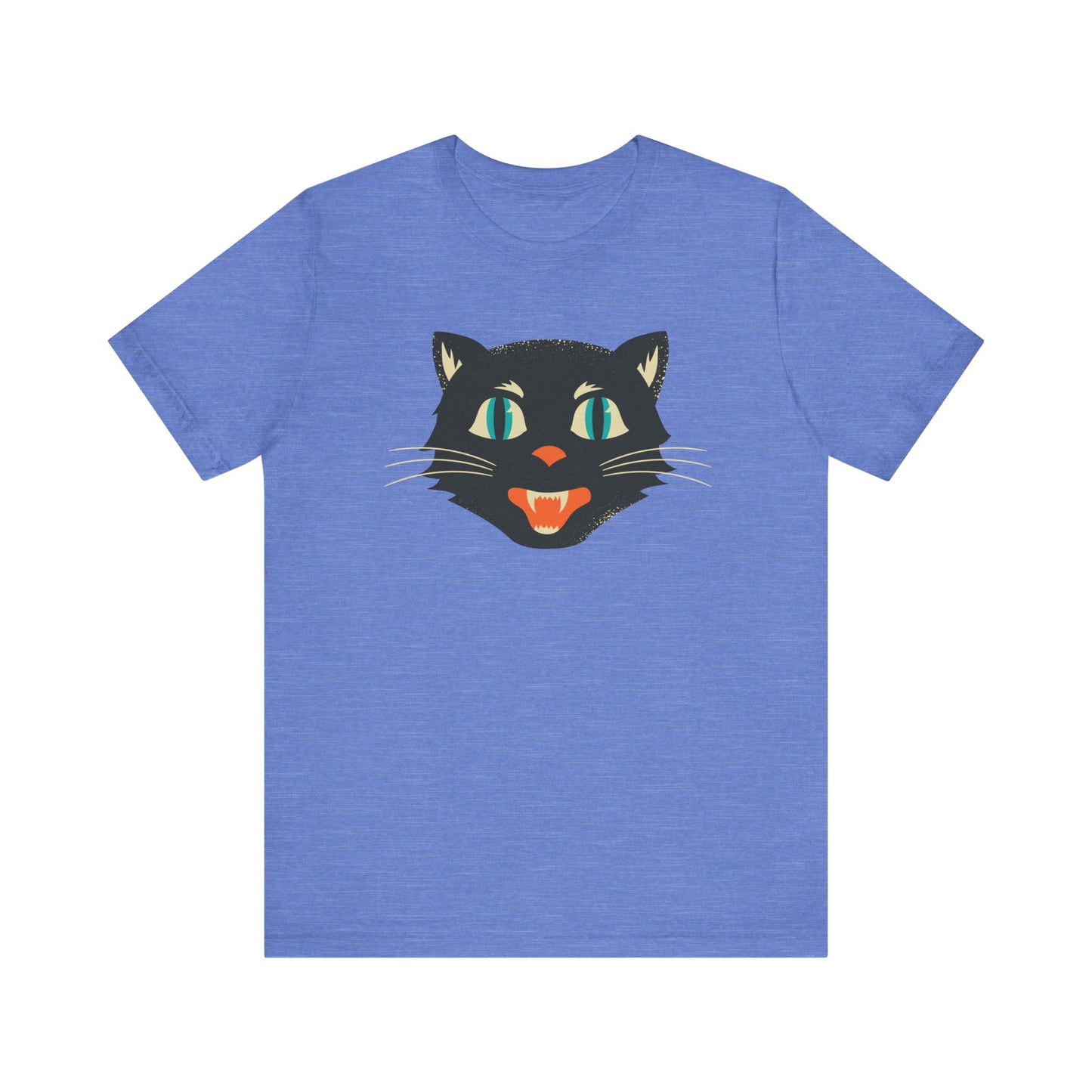 Vintage Cat Unisex Jersey Short Sleeve Tee, Retro Halloween T-Shirts for Women, Halloween Black Cat Shirt
