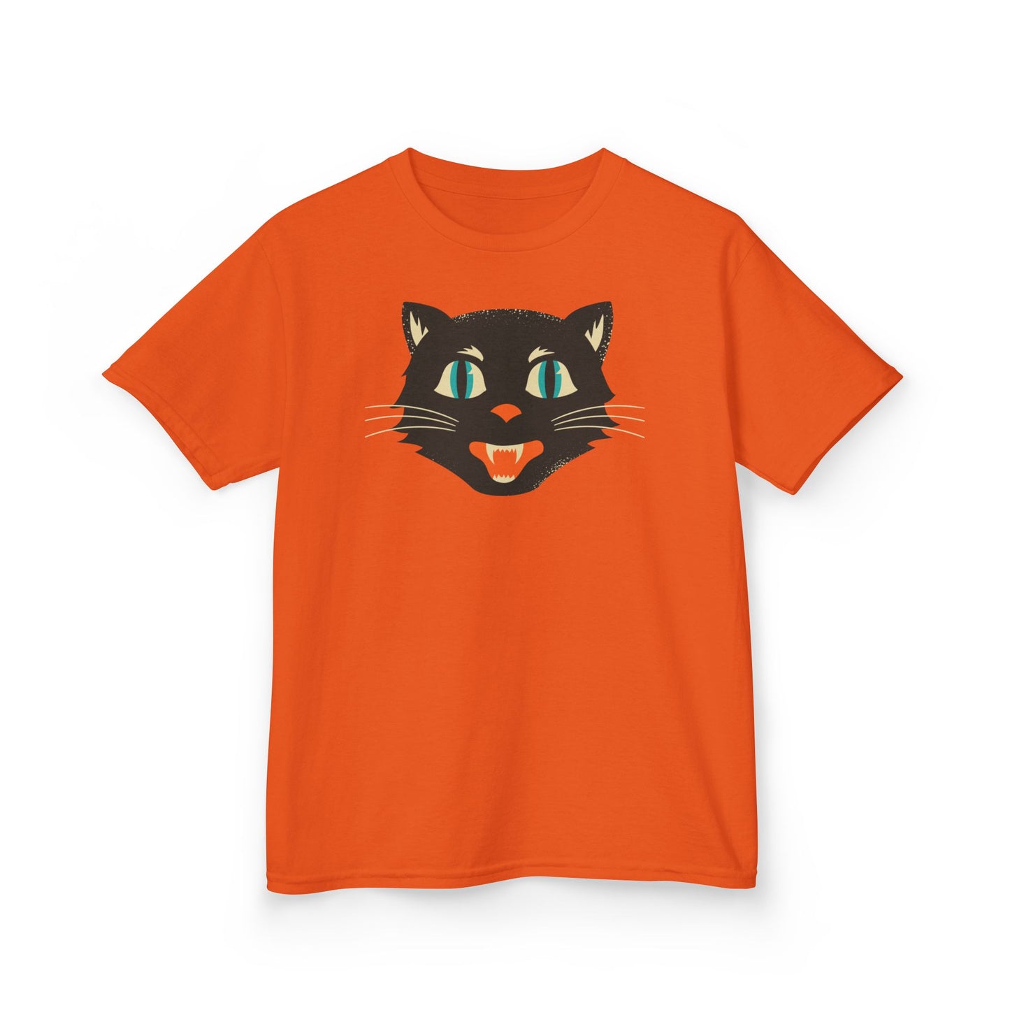 Kids Heavy Cotton Tee, Retro Halloween T-Shirts for kids, Halloween Black Cat Shirt