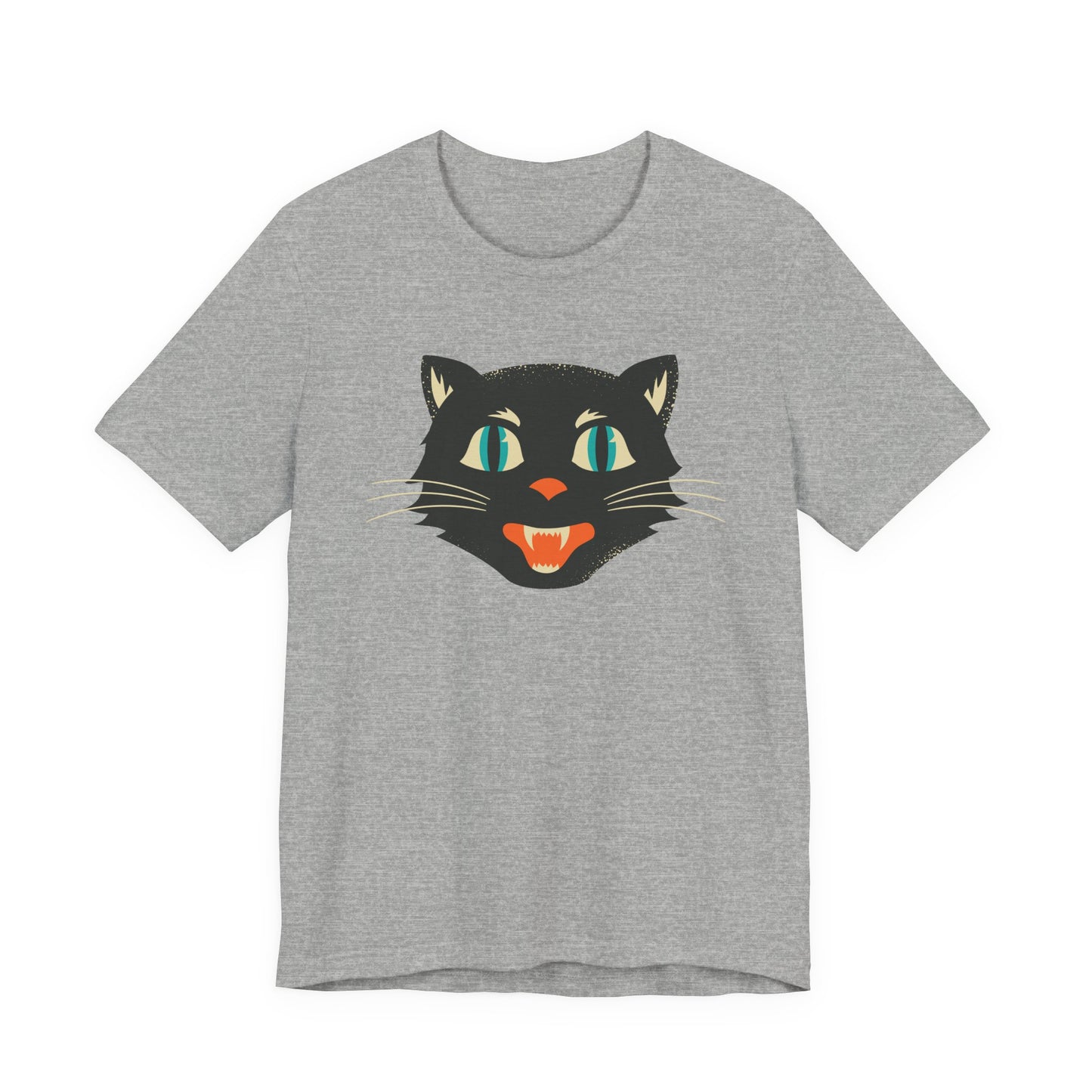Vintage Cat Unisex Jersey Short Sleeve Tee, Retro Halloween T-Shirts for Women, Halloween Black Cat Shirt