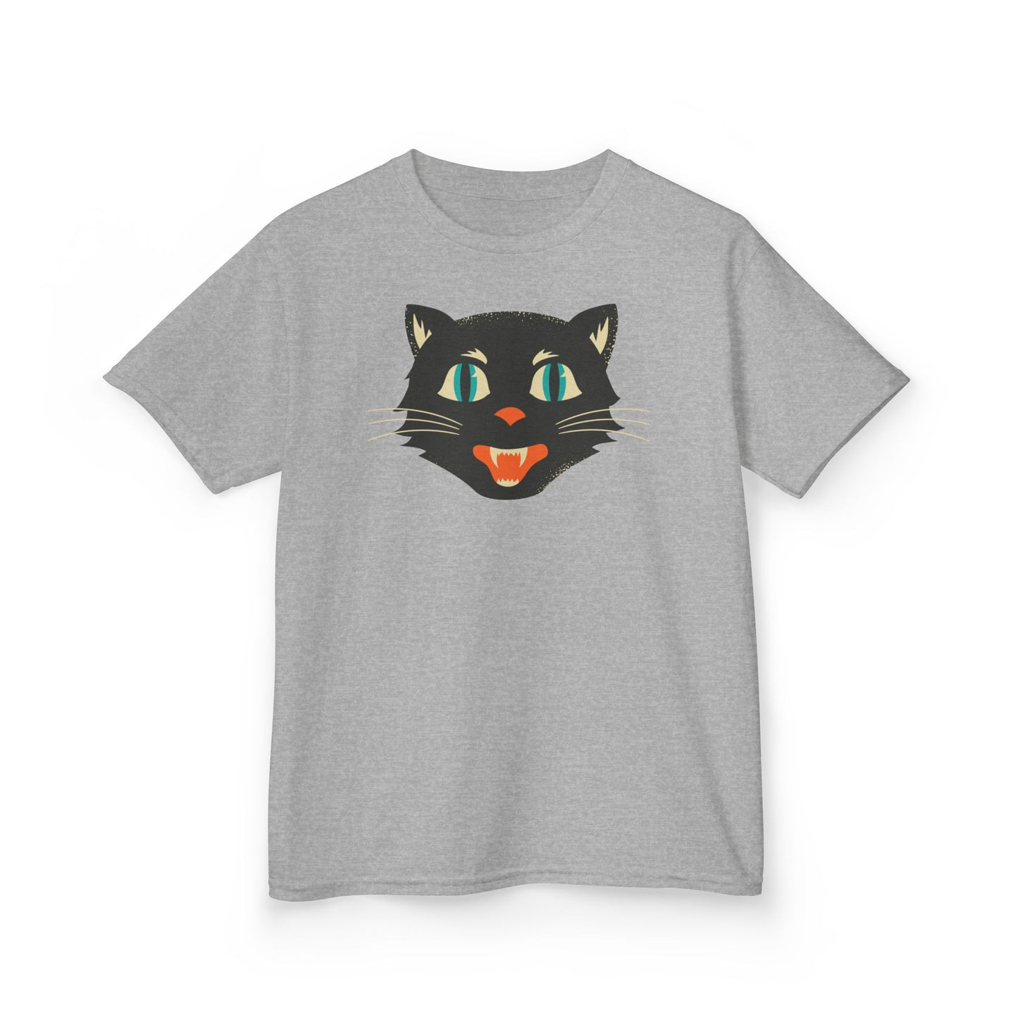 Kids Heavy Cotton Tee, Retro Halloween T-Shirts for kids, Halloween Black Cat Shirt