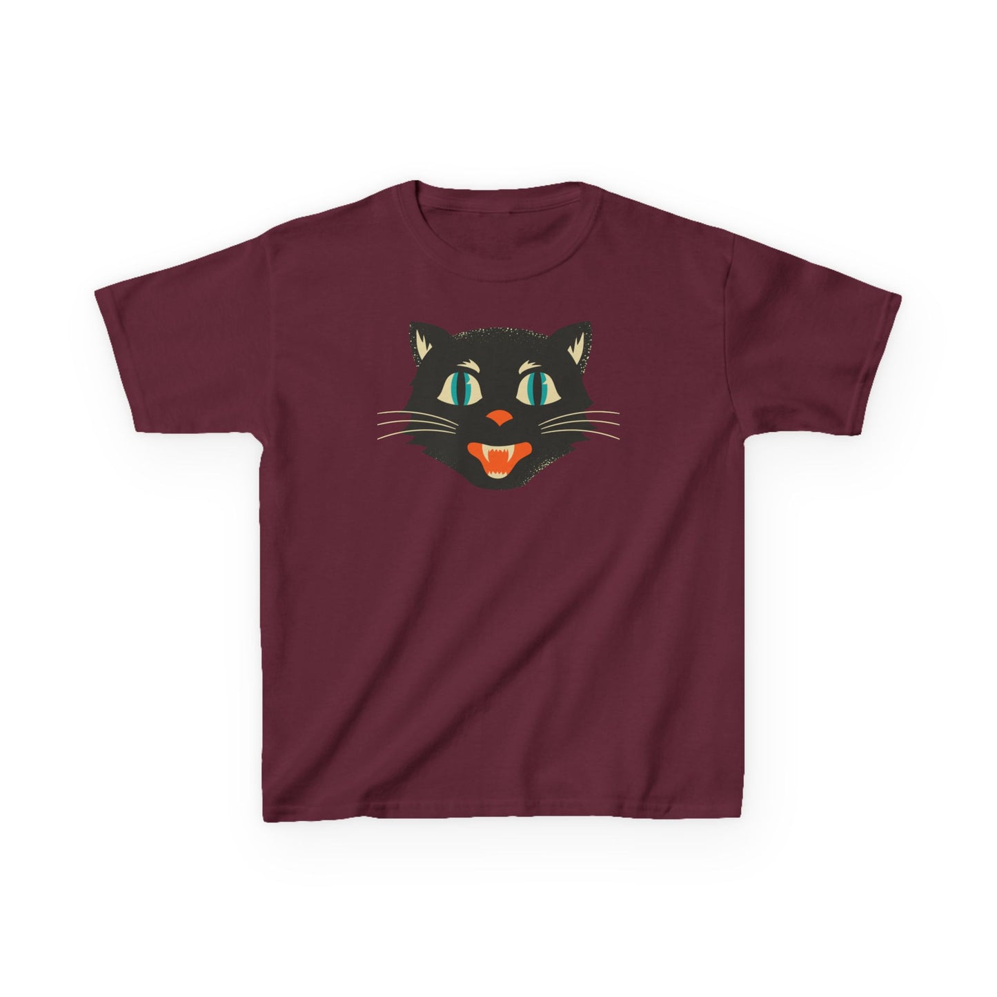 Kids Heavy Cotton Tee, Retro Halloween T-Shirts for kids, Halloween Black Cat Shirt