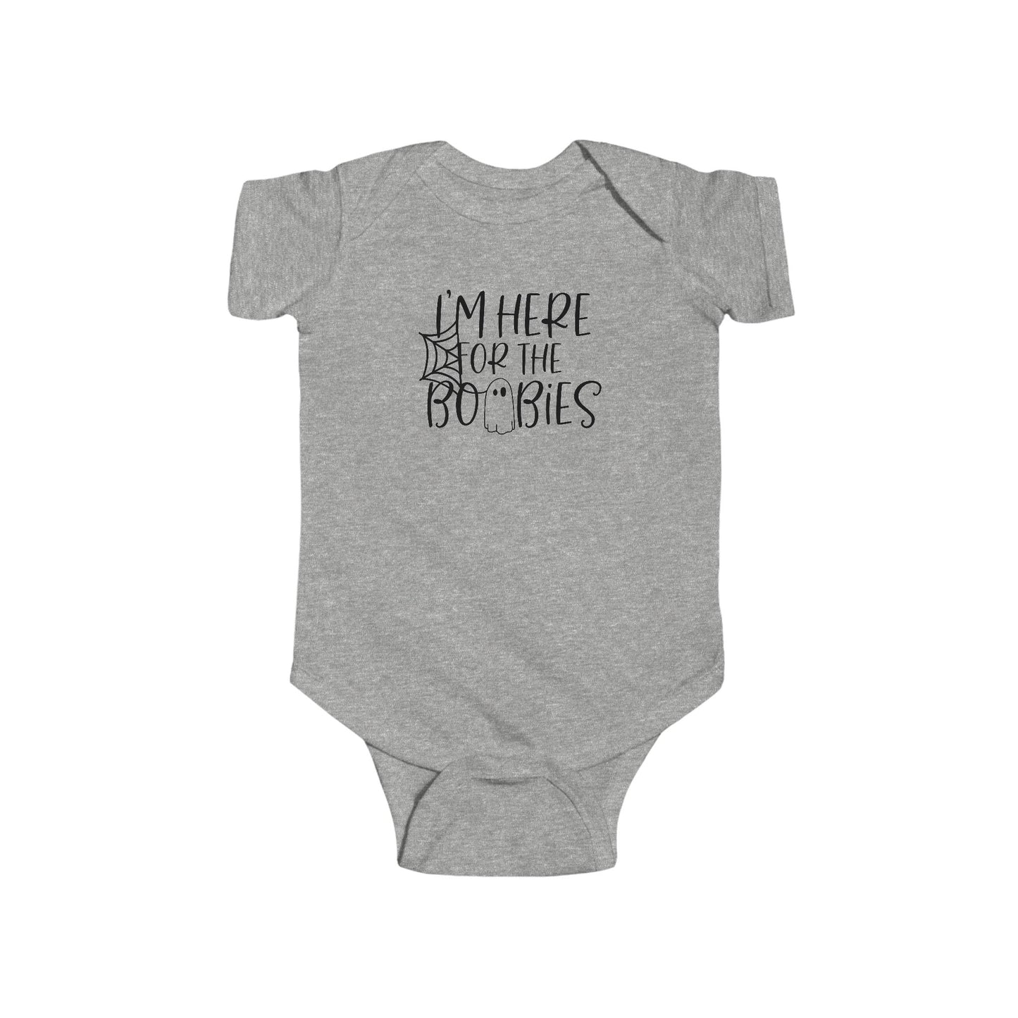 I'm Here for the Boobies Infant Fine Jersey Bodysuit, Funny Halloween Baby Onesie, Baby Boy or Girl Fall Themed Gift
