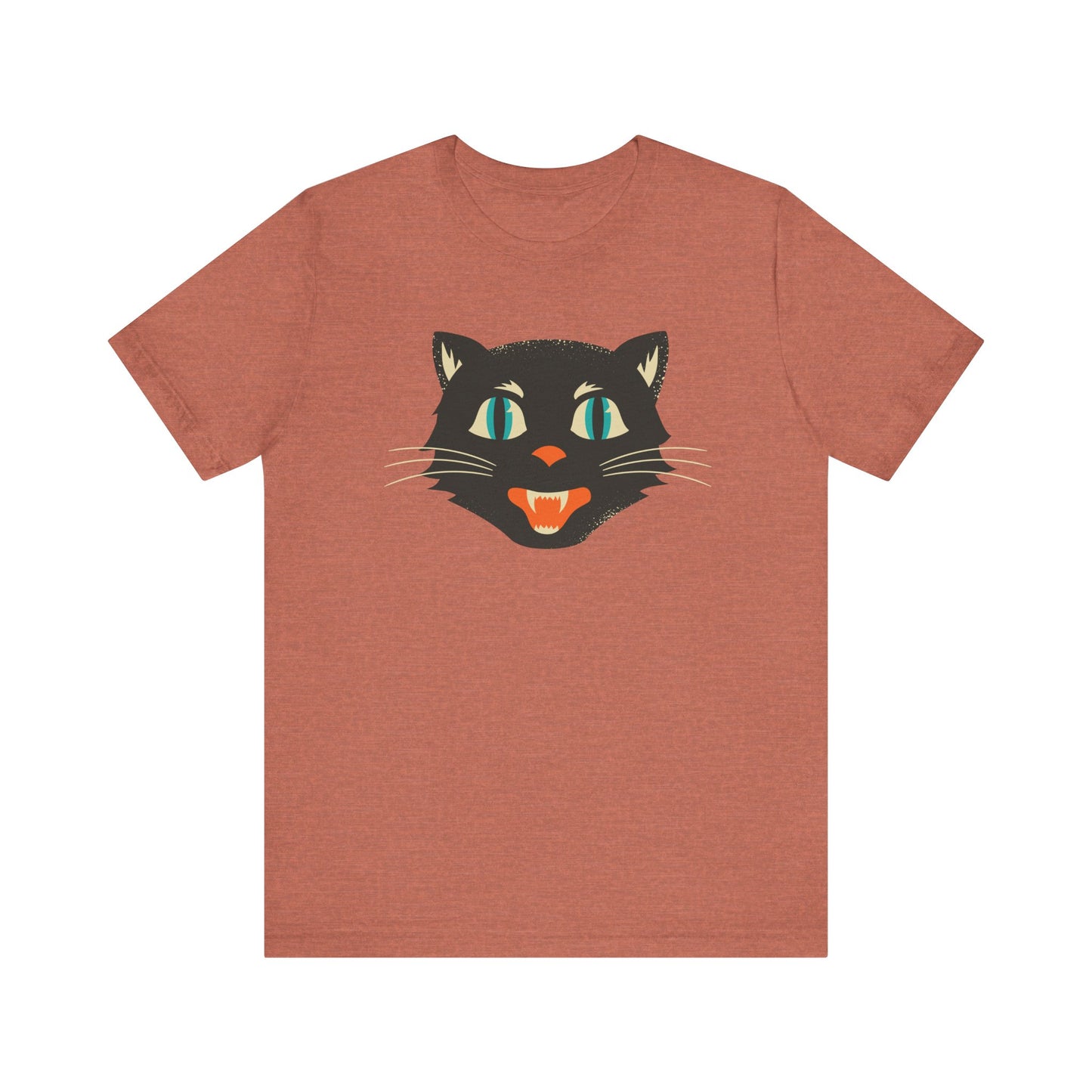 Vintage Cat Unisex Jersey Short Sleeve Tee, Retro Halloween T-Shirts for Women, Halloween Black Cat Shirt