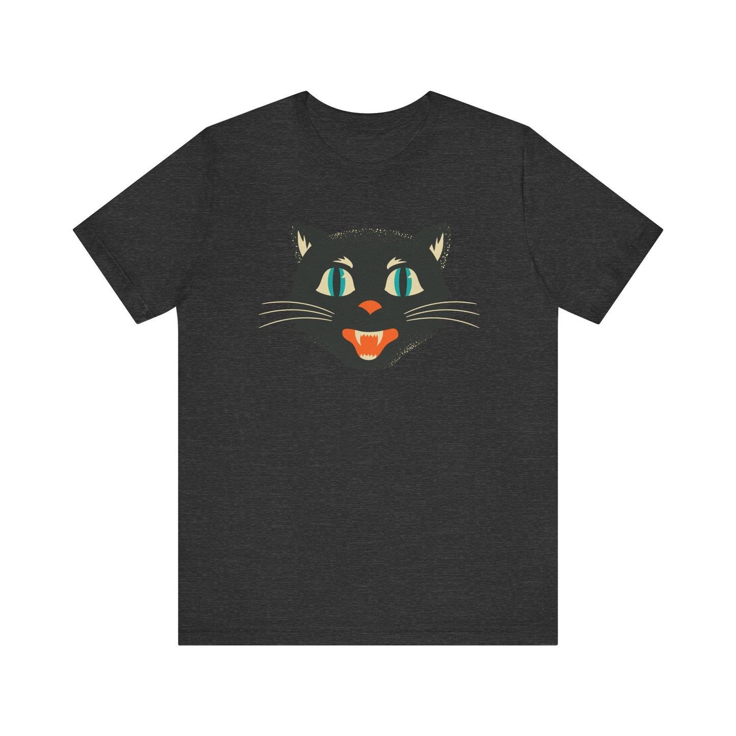 Vintage Cat Unisex Jersey Short Sleeve Tee, Retro Halloween T-Shirts for Women, Halloween Black Cat Shirt
