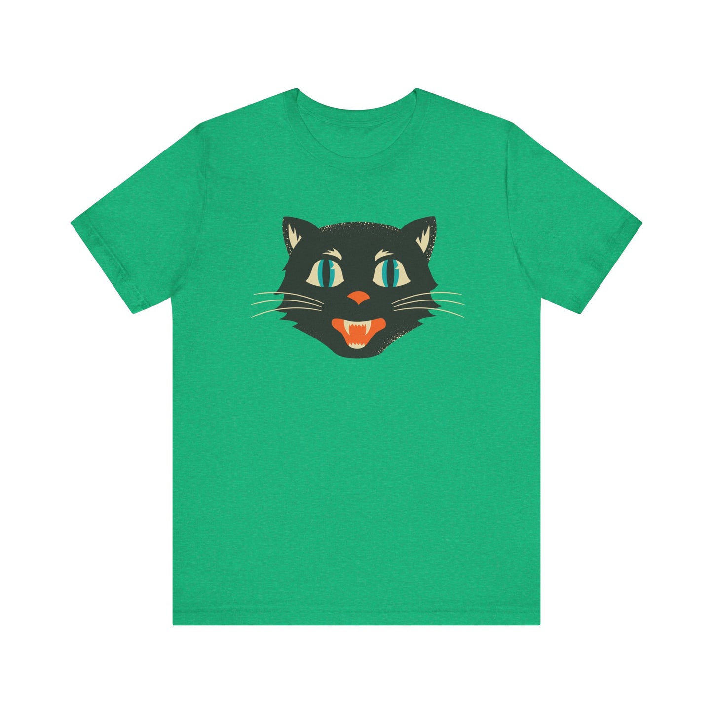 Vintage Cat Unisex Jersey Short Sleeve Tee, Retro Halloween T-Shirts for Women, Halloween Black Cat Shirt
