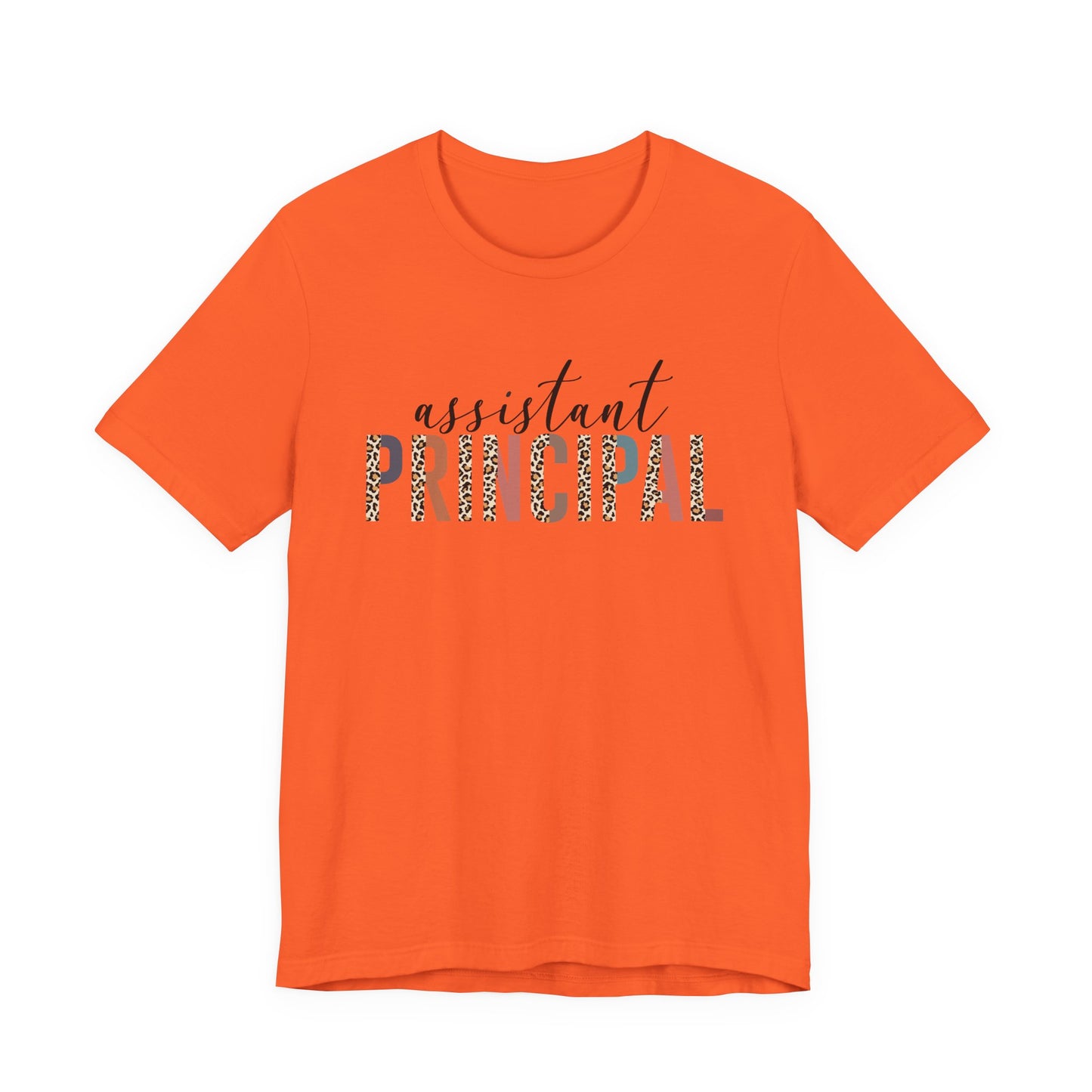 Assistant Principal Jersey Short Sleeve Tee, Leopard Print and Pastel Rainbow Design T-Shirt, School Principal Gifts, Back to School