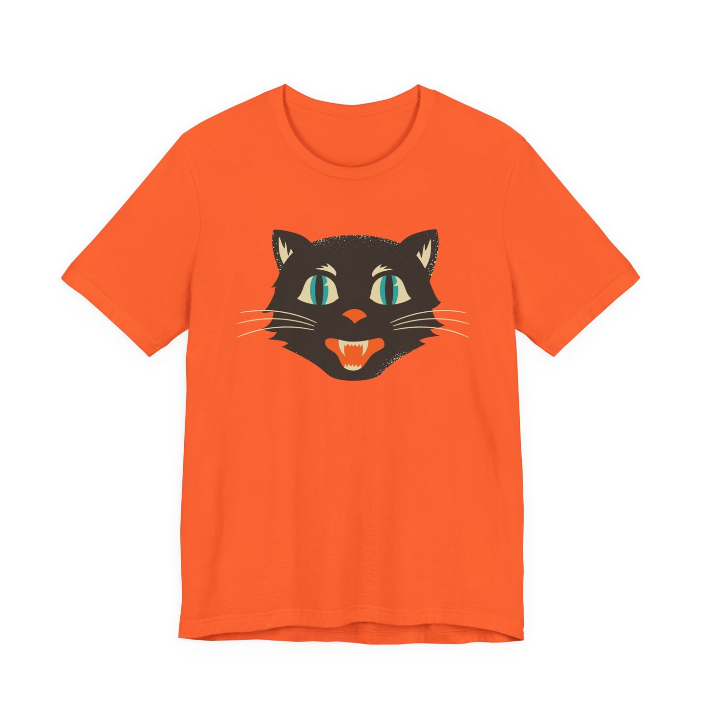 Vintage Cat Unisex Jersey Short Sleeve Tee, Retro Halloween T-Shirts for Women, Halloween Black Cat Shirt