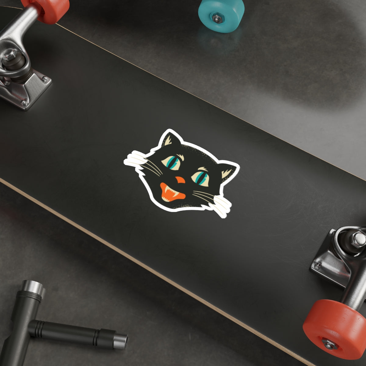 Vintage Black Cat Die-Cut Stickers, Retro Halloween Stickers for kids and adults, Halloween Black Cat Sticker