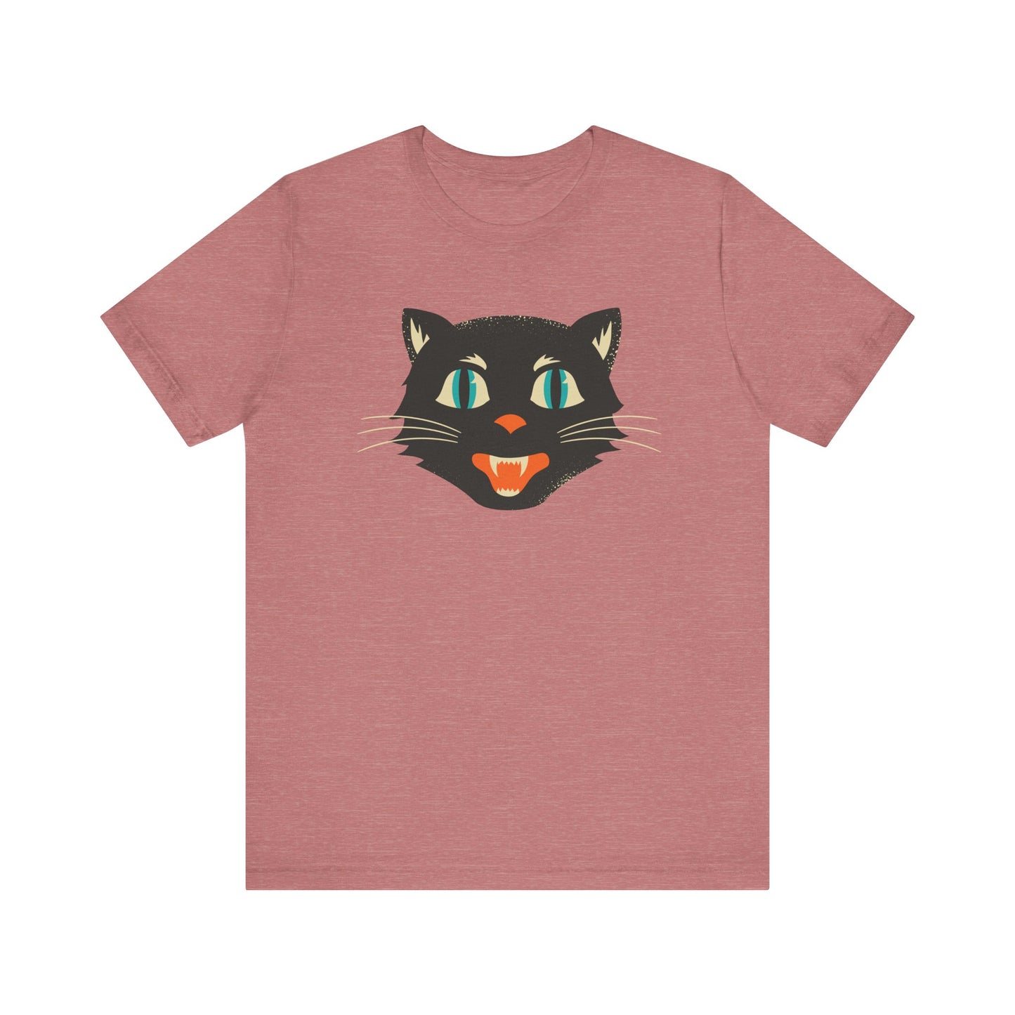 Vintage Cat Unisex Jersey Short Sleeve Tee, Retro Halloween T-Shirts for Women, Halloween Black Cat Shirt
