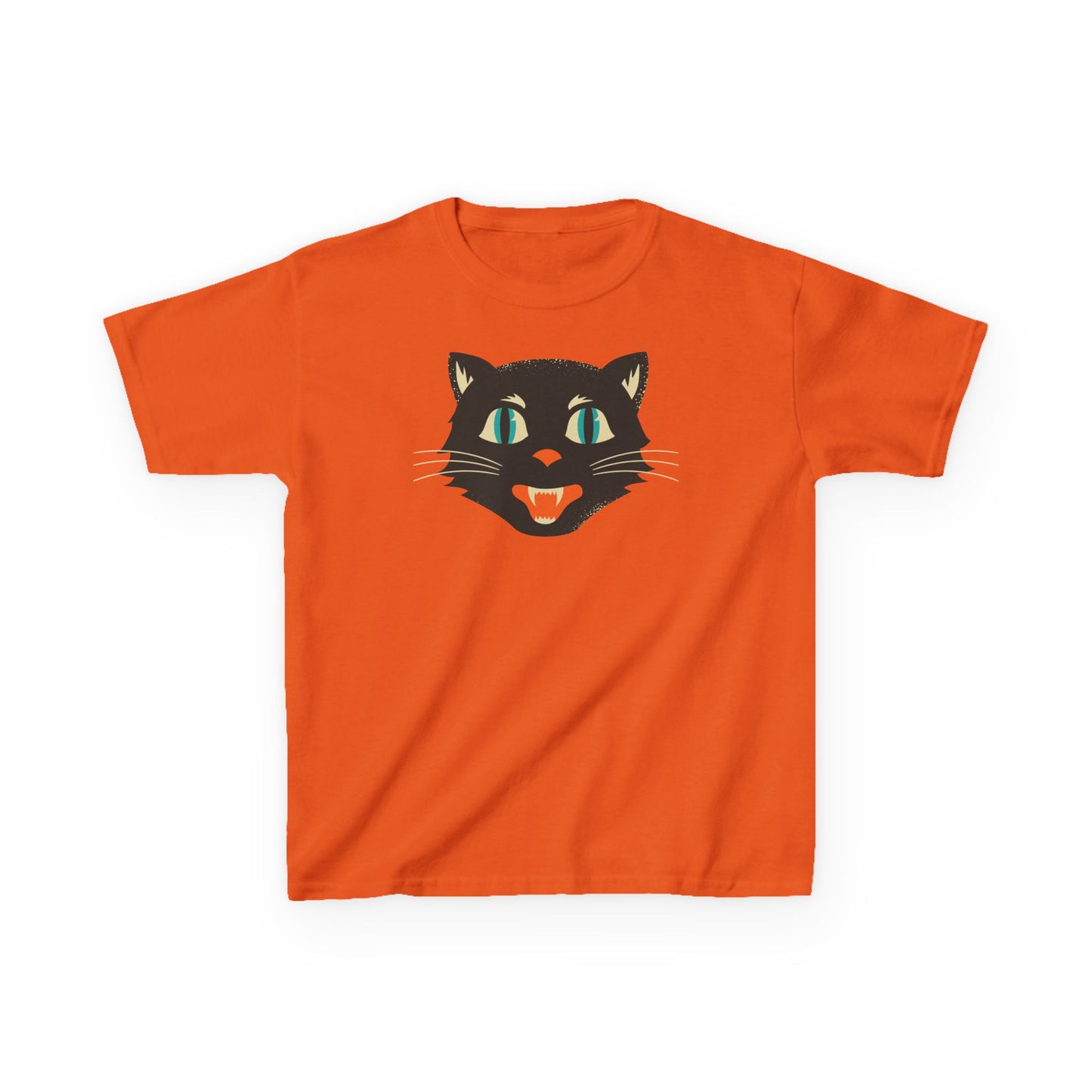 Kids Heavy Cotton Tee, Retro Halloween T-Shirts for kids, Halloween Black Cat Shirt