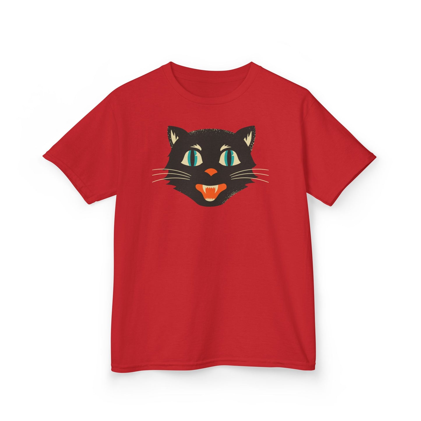 Kids Heavy Cotton Tee, Retro Halloween T-Shirts for kids, Halloween Black Cat Shirt