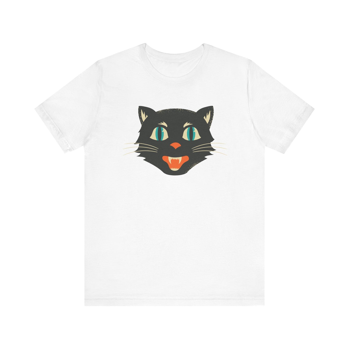 Vintage Cat Unisex Jersey Short Sleeve Tee, Retro Halloween T-Shirts for Women, Halloween Black Cat Shirt