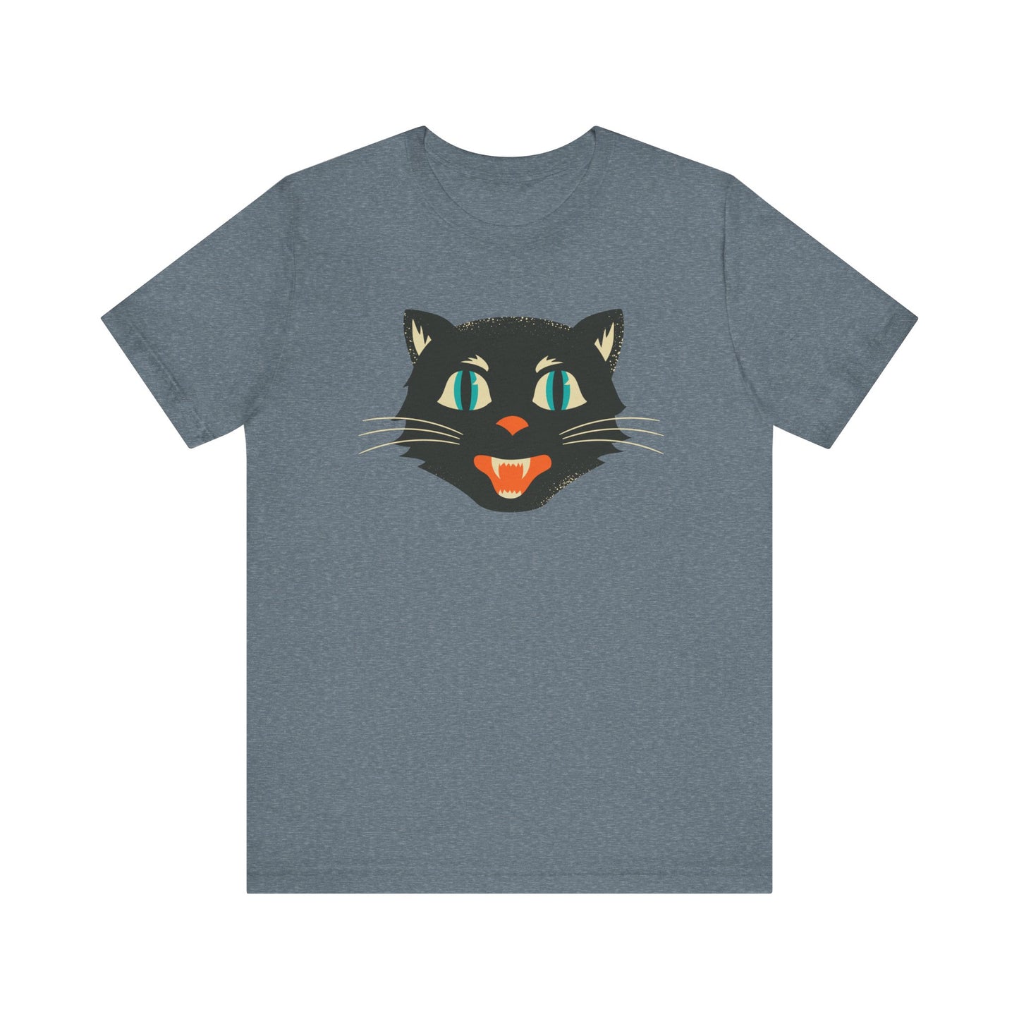 Vintage Cat Unisex Jersey Short Sleeve Tee, Retro Halloween T-Shirts for Women, Halloween Black Cat Shirt