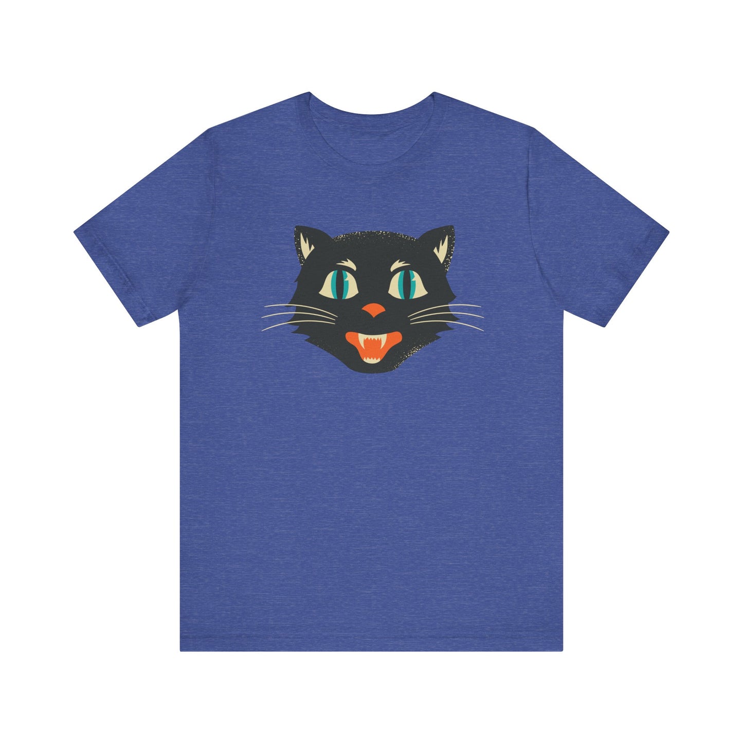 Vintage Cat Unisex Jersey Short Sleeve Tee, Retro Halloween T-Shirts for Women, Halloween Black Cat Shirt