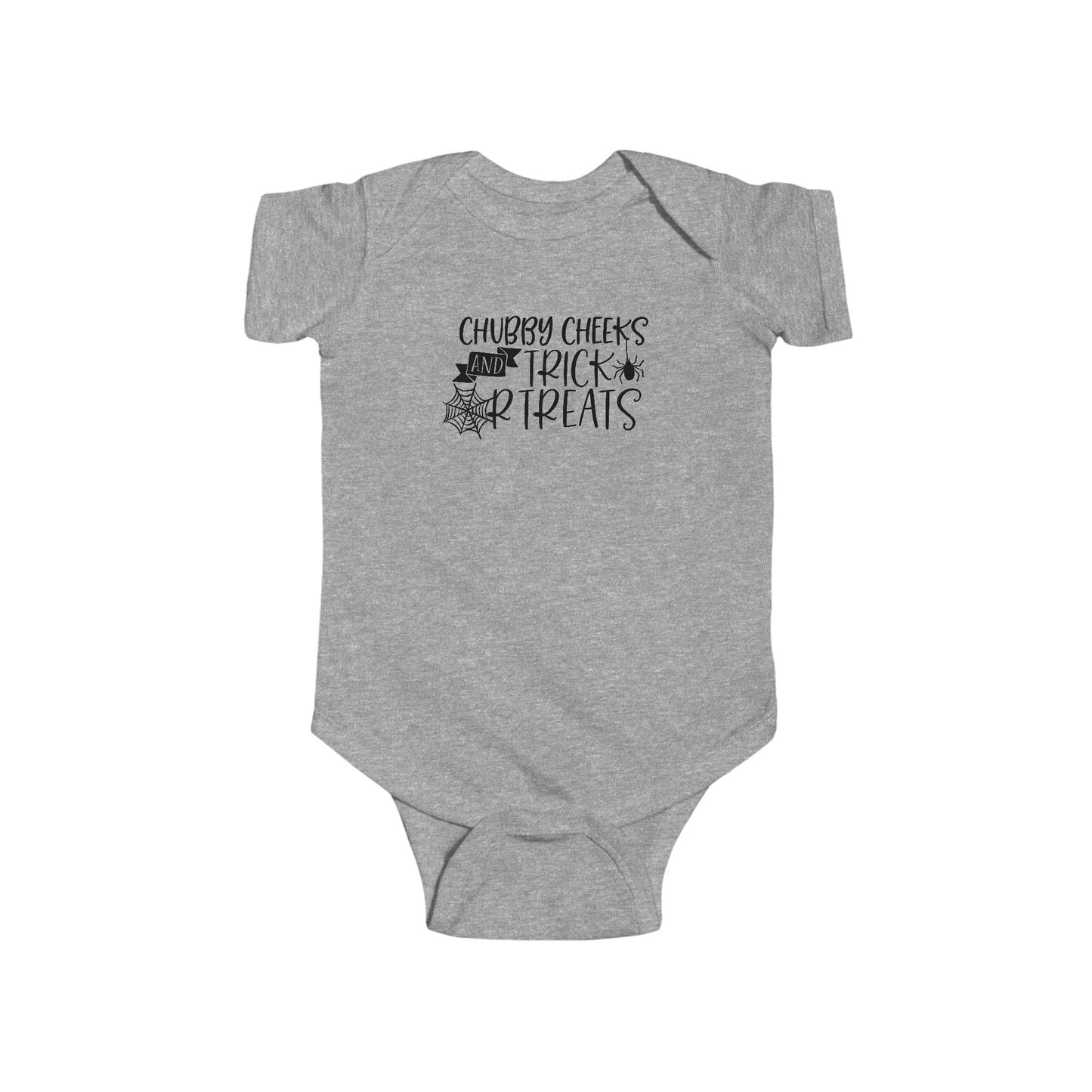 Chubby Cheeks and Trick or Treats Infant Fine Jersey Bodysuit, Cute Chubby Baby First Halloween Onesie, Autumn Baby Shower Gift