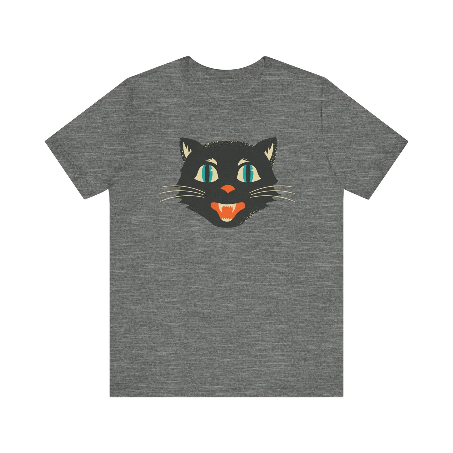 Vintage Cat Unisex Jersey Short Sleeve Tee, Retro Halloween T-Shirts for Women, Halloween Black Cat Shirt