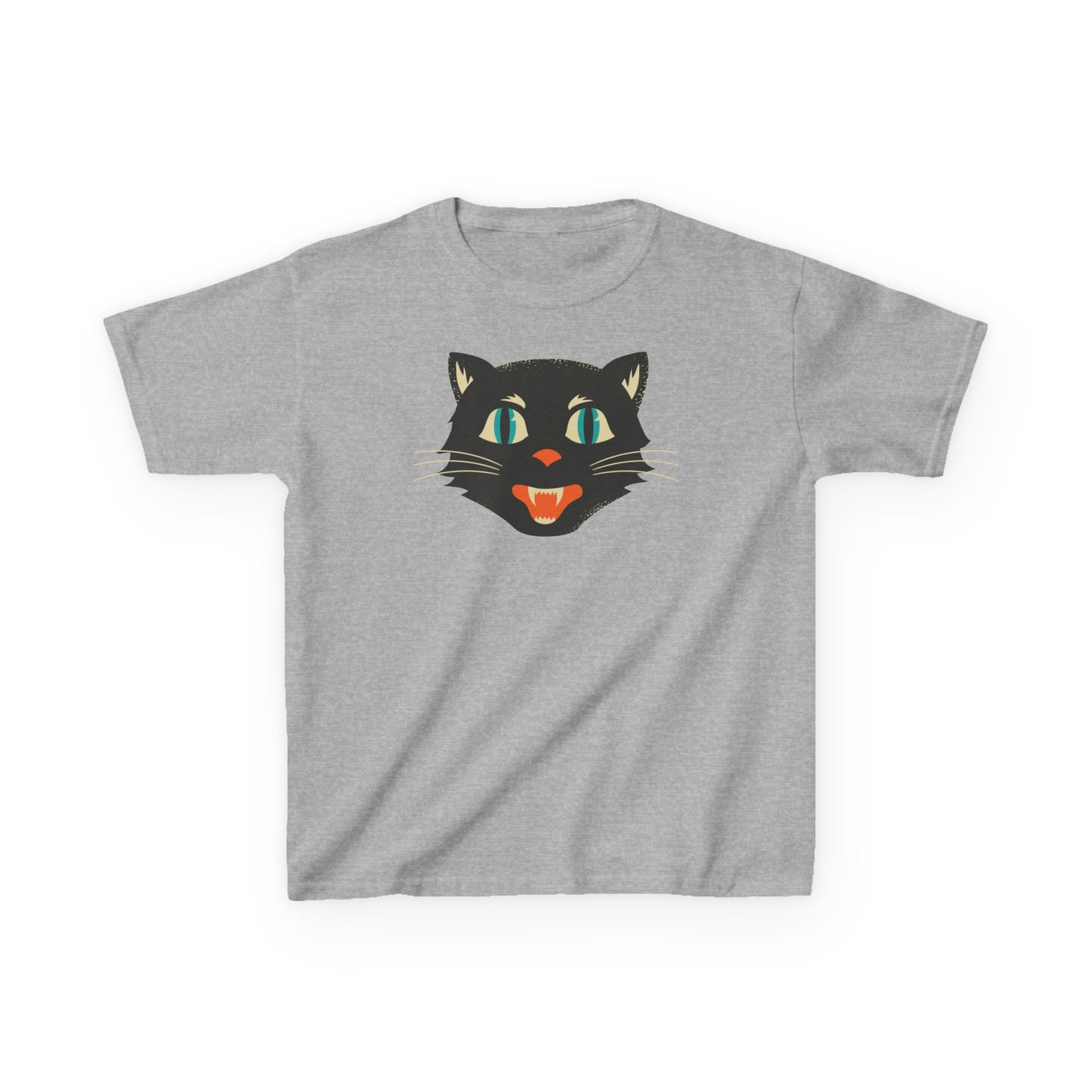 Kids Heavy Cotton Tee, Retro Halloween T-Shirts for kids, Halloween Black Cat Shirt