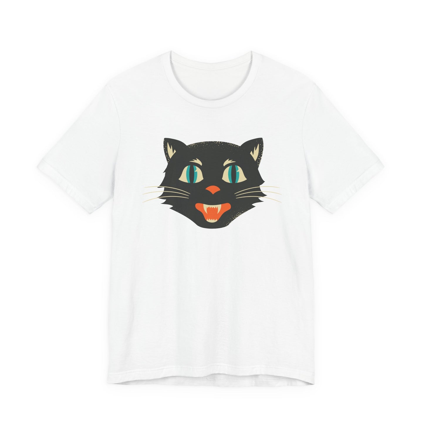 Vintage Cat Unisex Jersey Short Sleeve Tee, Retro Halloween T-Shirts for Women, Halloween Black Cat Shirt