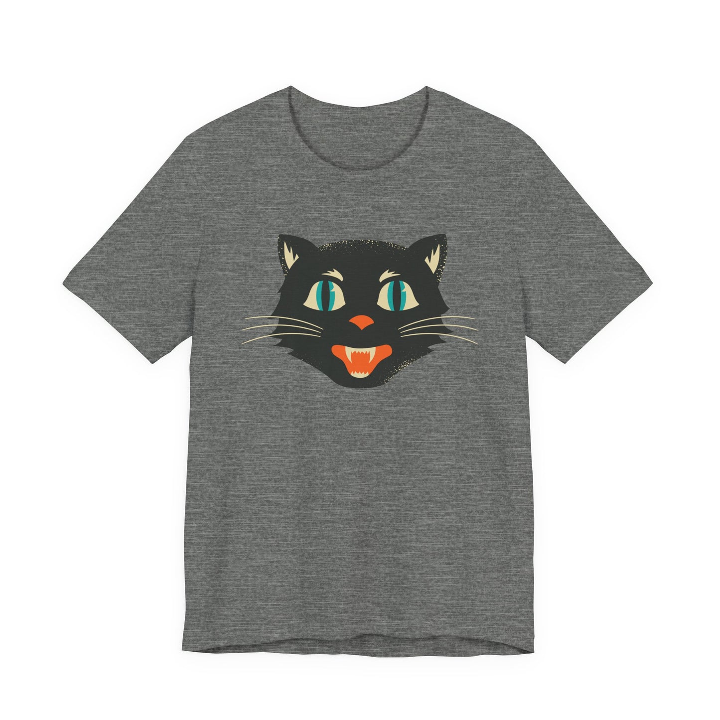 Vintage Cat Unisex Jersey Short Sleeve Tee, Retro Halloween T-Shirts for Women, Halloween Black Cat Shirt