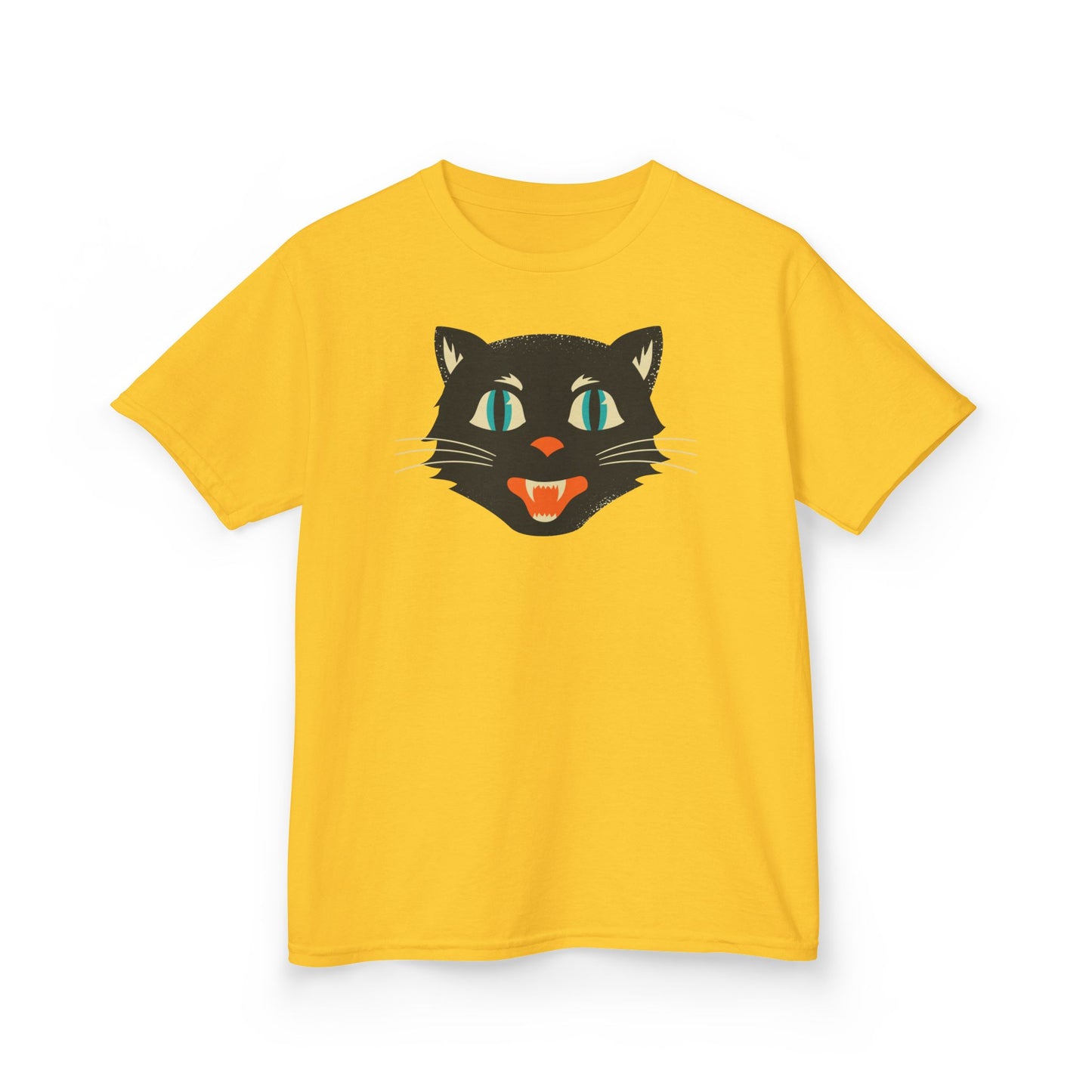 Kids Heavy Cotton Tee, Retro Halloween T-Shirts for kids, Halloween Black Cat Shirt