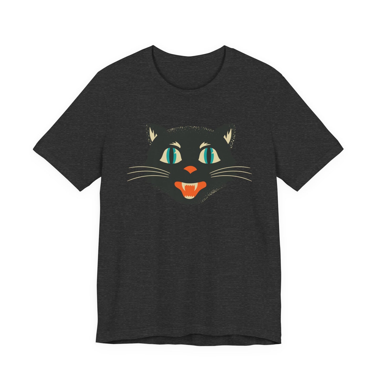 Vintage Cat Unisex Jersey Short Sleeve Tee, Retro Halloween T-Shirts for Women, Halloween Black Cat Shirt