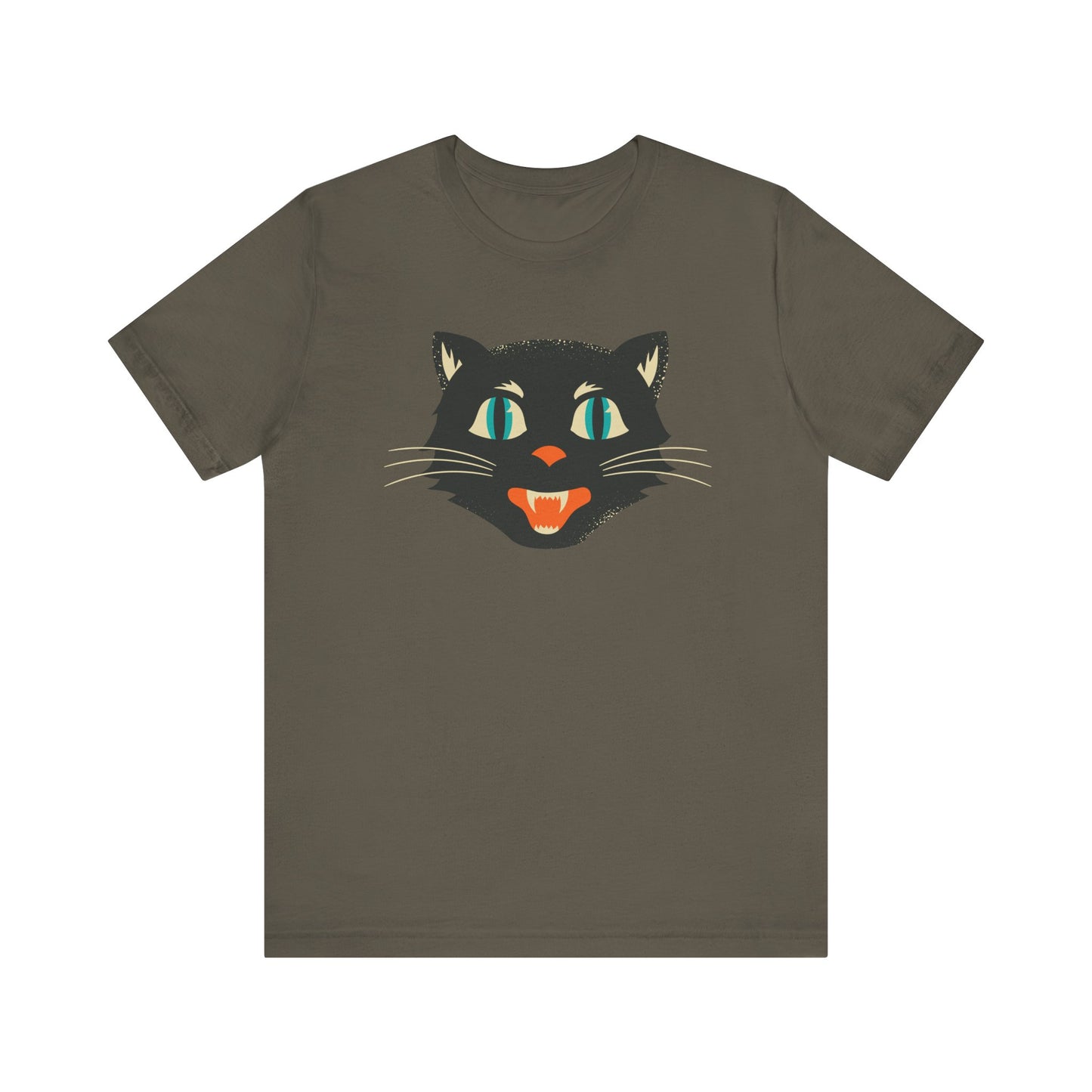 Vintage Cat Unisex Jersey Short Sleeve Tee, Retro Halloween T-Shirts for Women, Halloween Black Cat Shirt