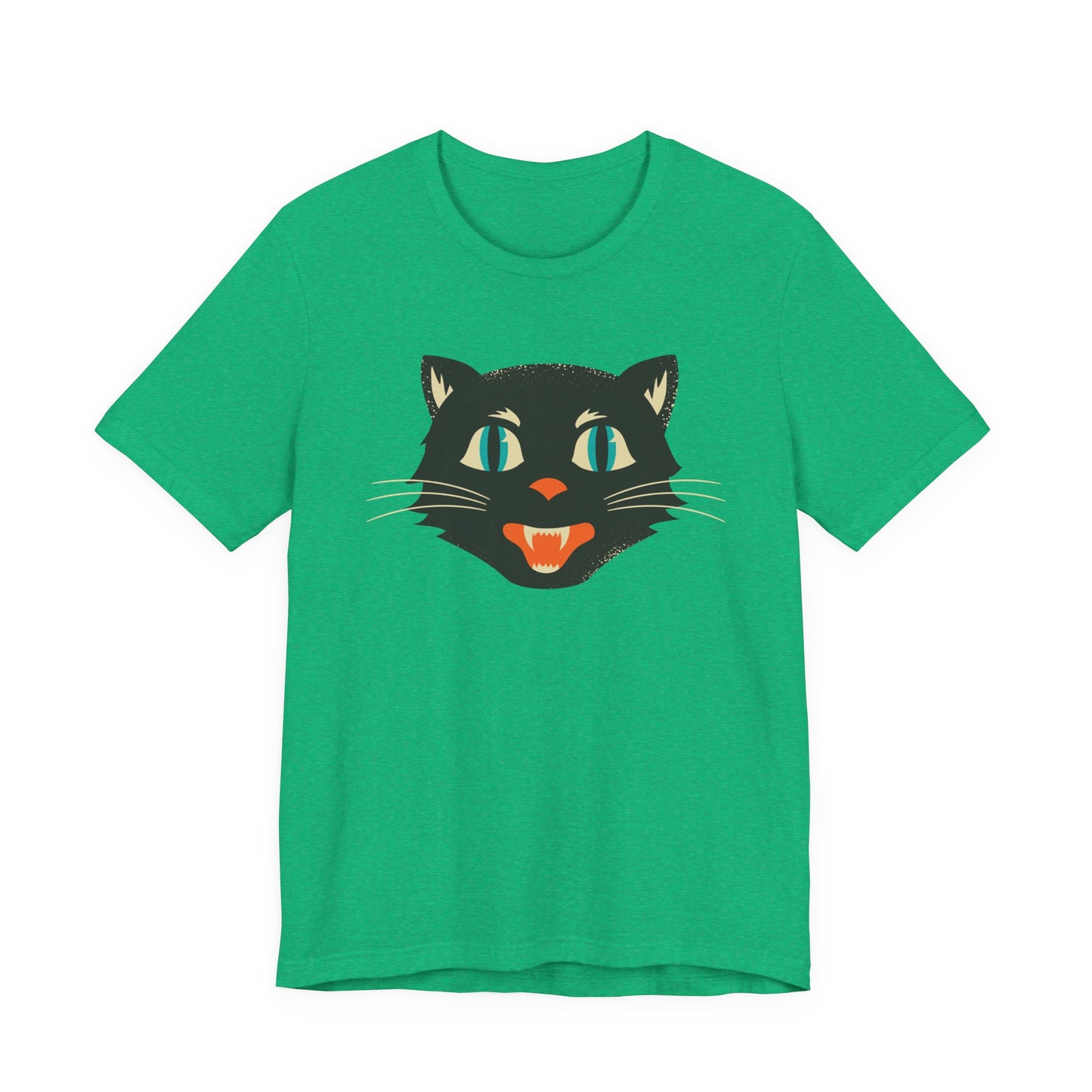 Vintage Cat Unisex Jersey Short Sleeve Tee, Retro Halloween T-Shirts for Women, Halloween Black Cat Shirt