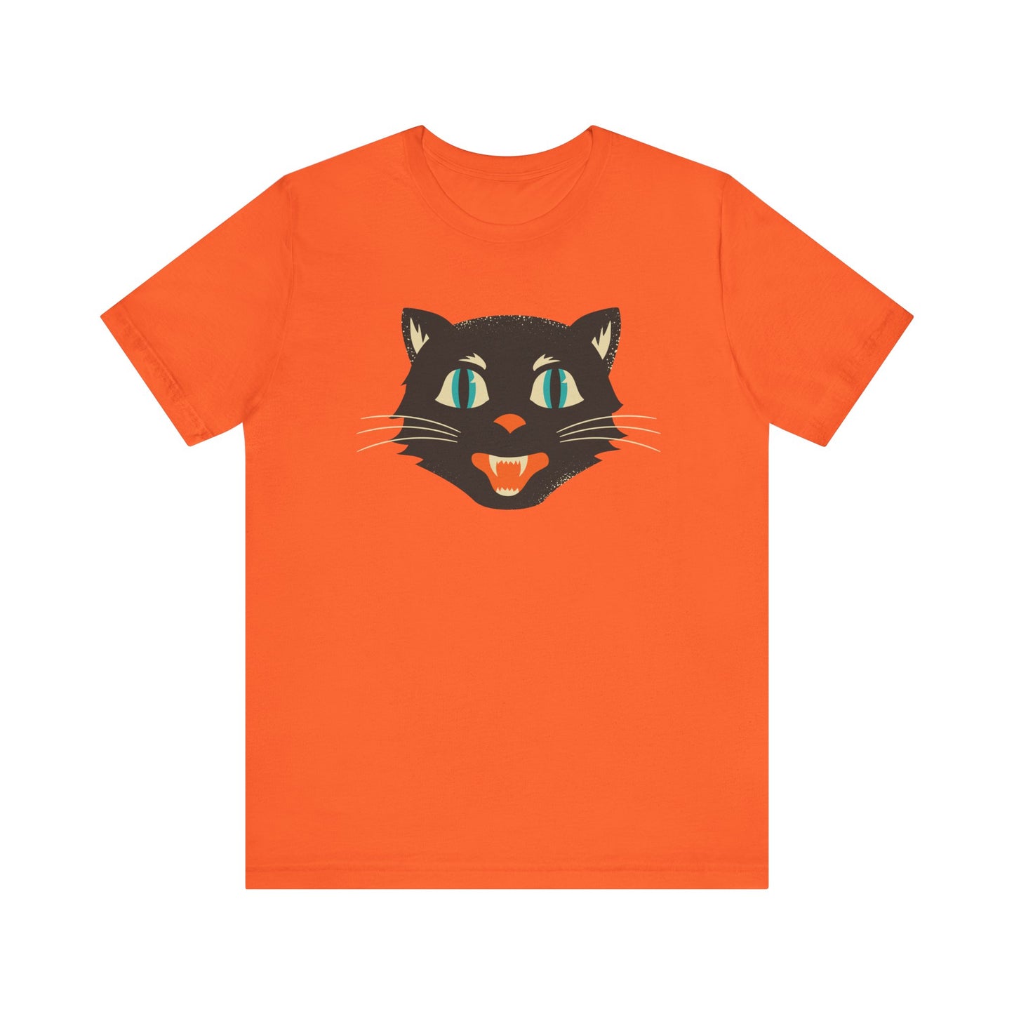 Vintage Cat Unisex Jersey Short Sleeve Tee, Retro Halloween T-Shirts for Women, Halloween Black Cat Shirt