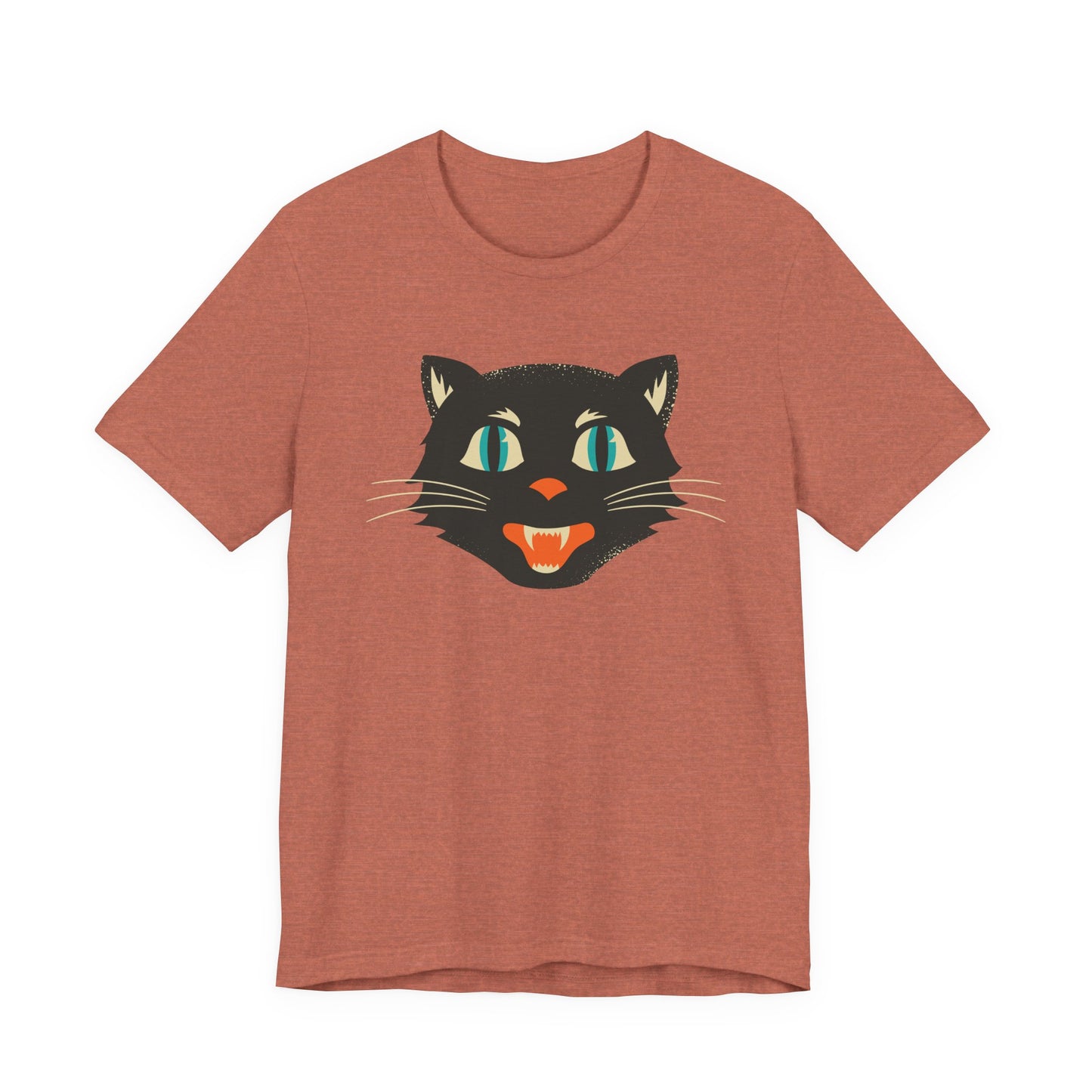 Vintage Cat Unisex Jersey Short Sleeve Tee, Retro Halloween T-Shirts for Women, Halloween Black Cat Shirt