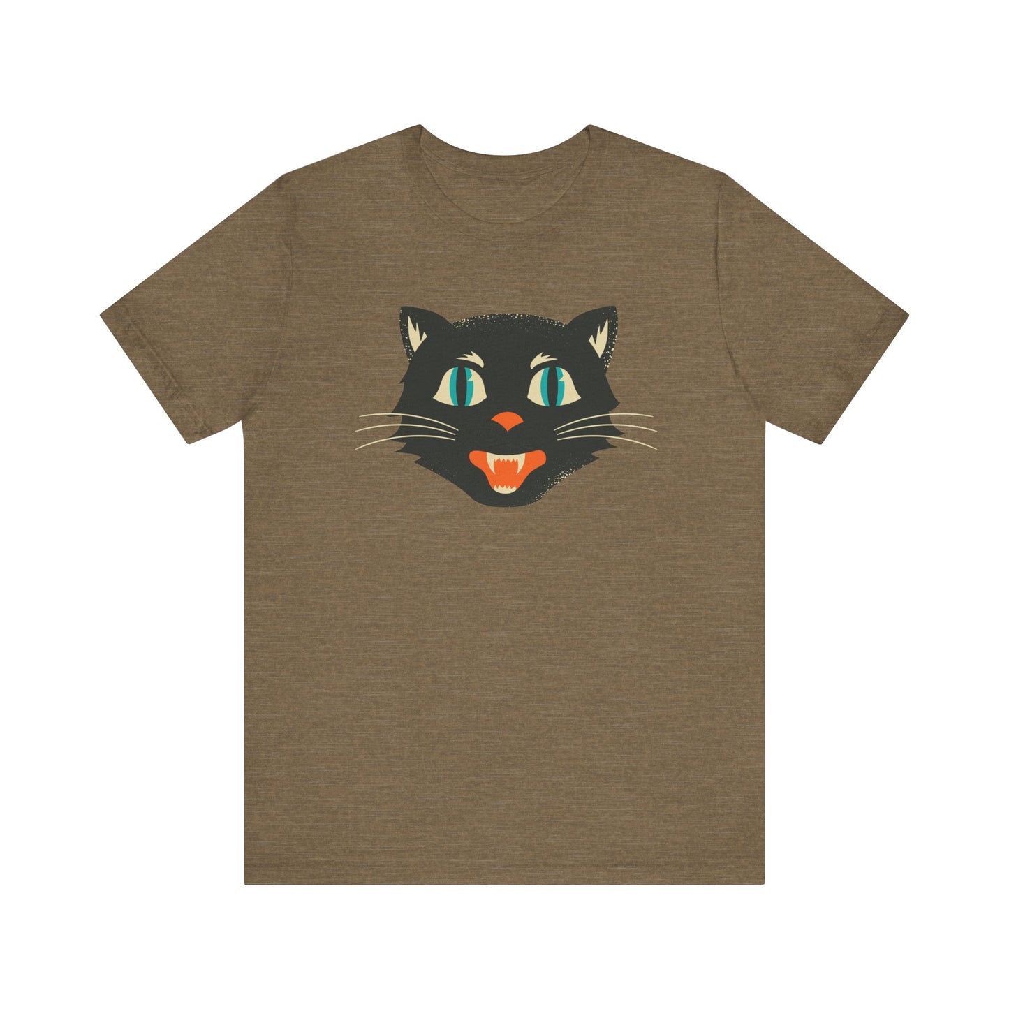 Vintage Cat Unisex Jersey Short Sleeve Tee, Retro Halloween T-Shirts for Women, Halloween Black Cat Shirt
