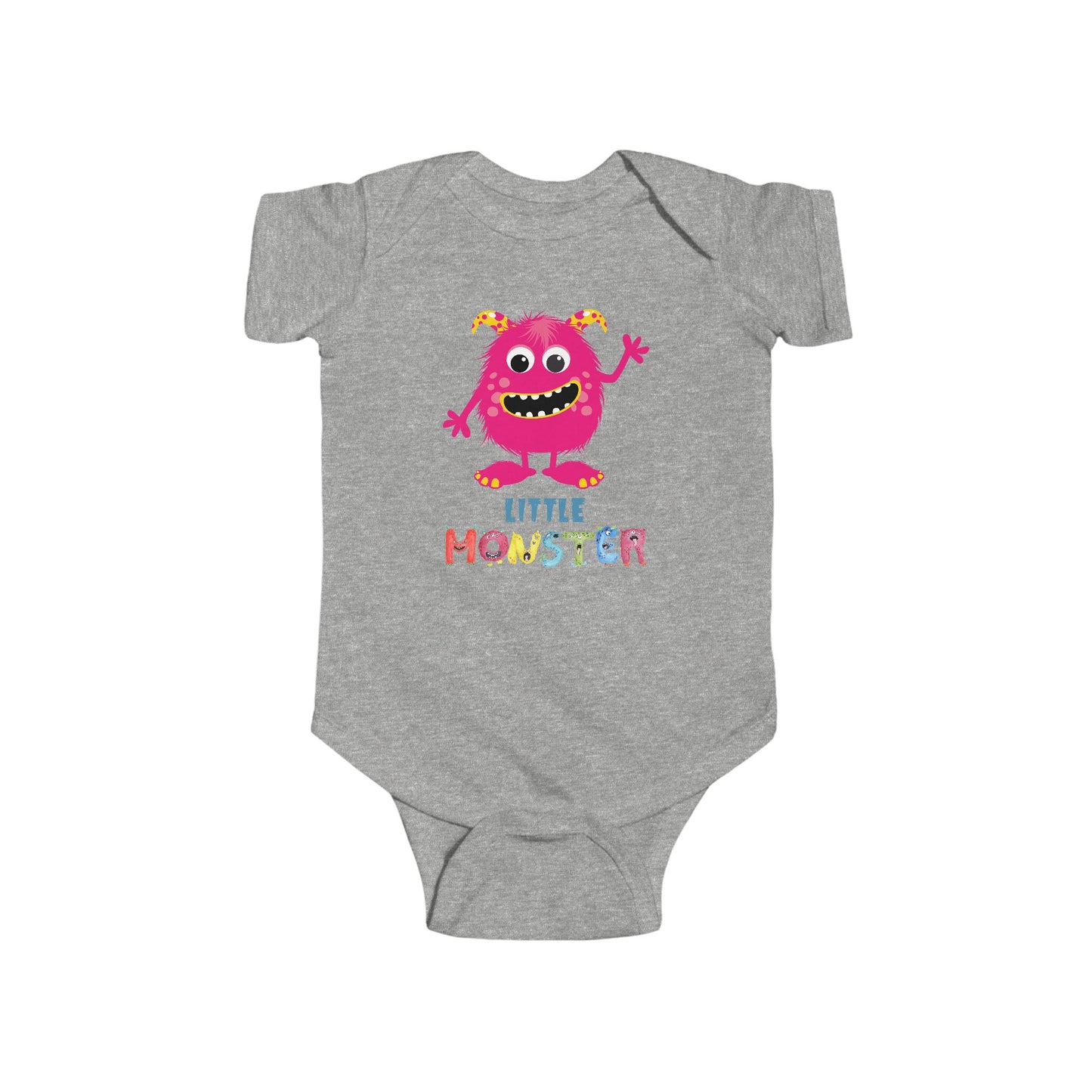 Little Monster Baby Infant Fine Jersey Bodysuit, Cute Baby Shower Gift, Funny Baby Onesie, Adorable Bright Pink Baby Monster Outfit
