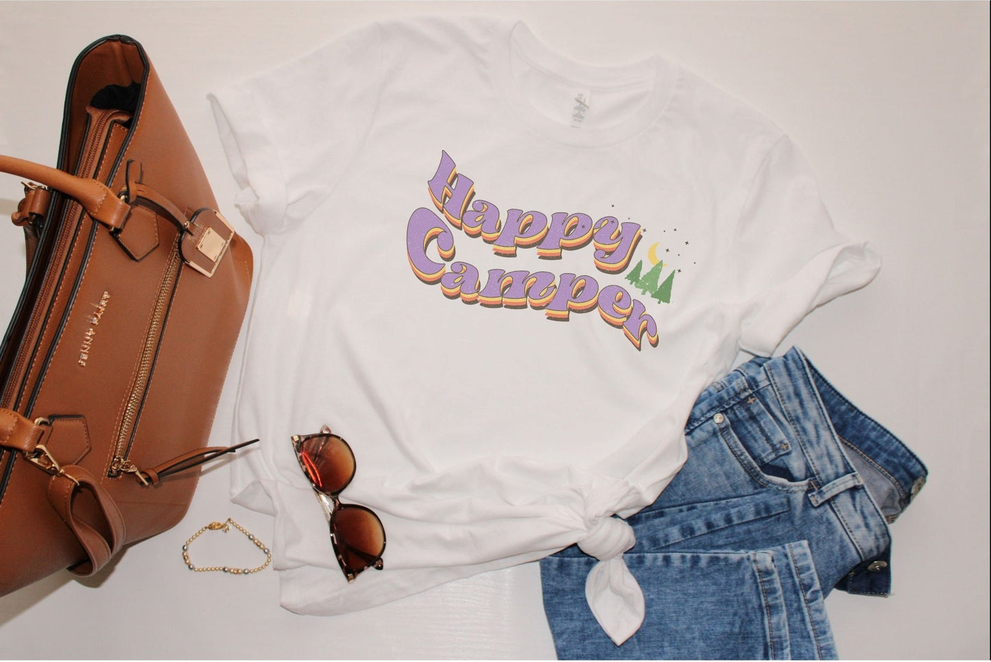 Happy Camper T-Shirt, Summer Vibes Tshirt, Summer Camp Shirt Vintage, T Shirt Men Vintage, T Shirts for Women Vintage, Hiking Trip, Retro