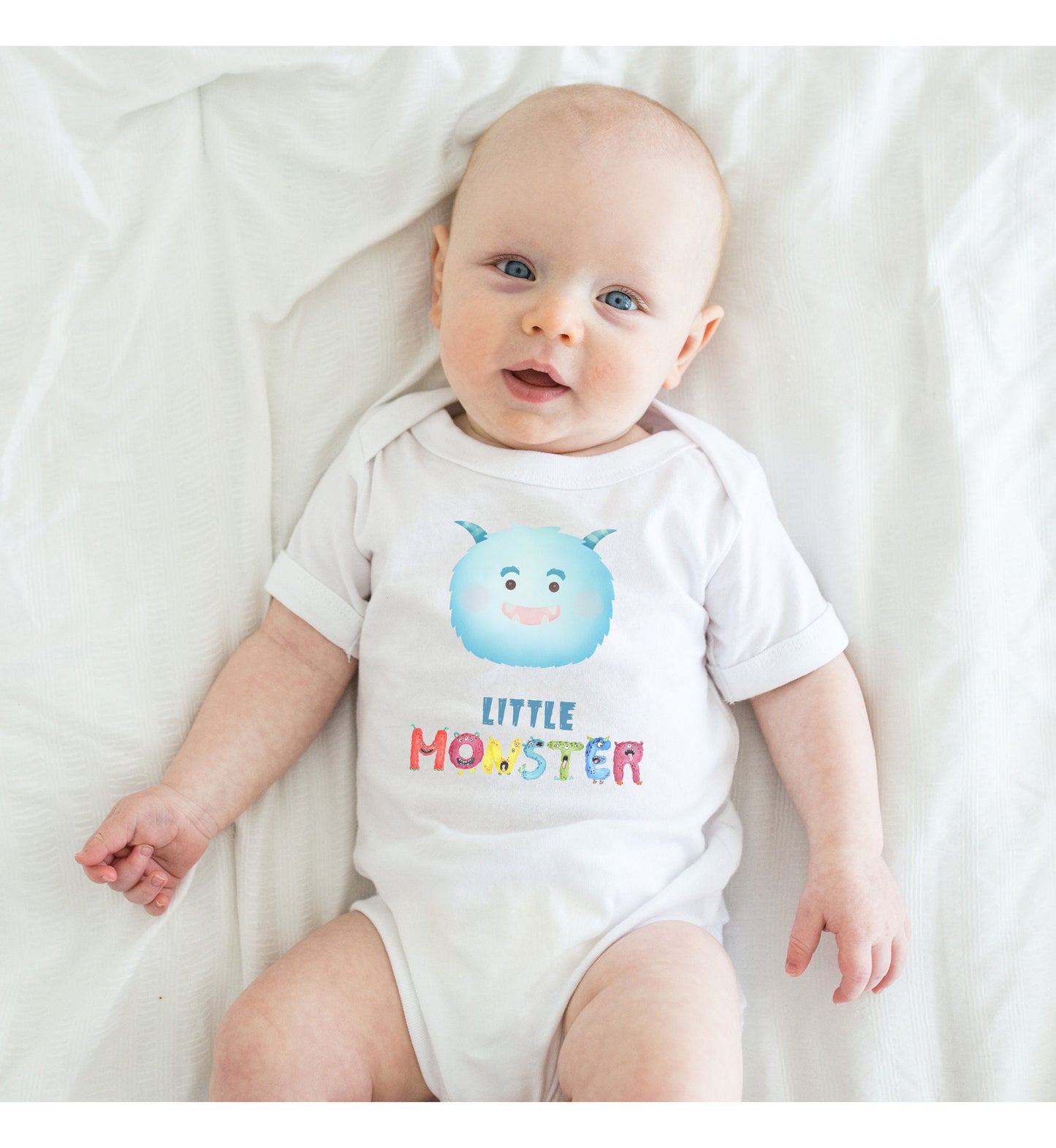 Baby Blue Little Monster Baby Infant Fine Jersey Bodysuit, Cute Baby Shower Gift, Funny Baby Onesie, Adorable Blue Baby Monster Outfit