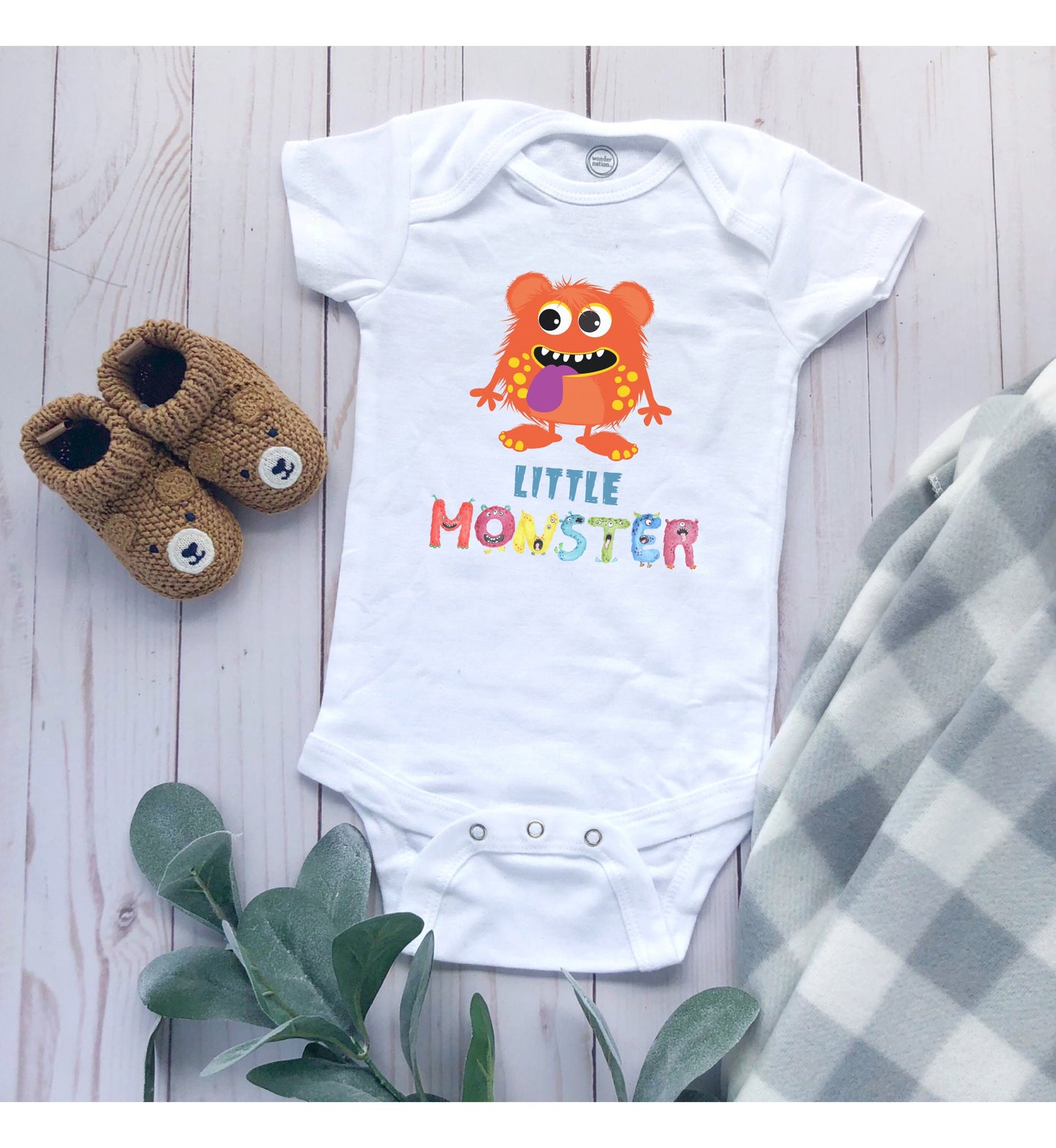 Little Monster Baby Infant Fine Jersey Bodysuit, Cute Baby Shower Gift, Funny Baby Onesie, Adorable Orange Baby Monster Outfit