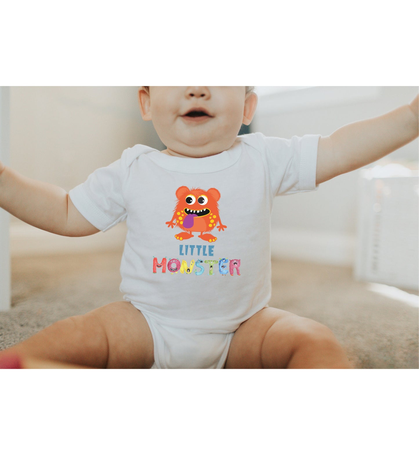 Little Monster Baby Infant Fine Jersey Bodysuit, Cute Baby Shower Gift, Funny Baby Onesie, Adorable Orange Baby Monster Outfit