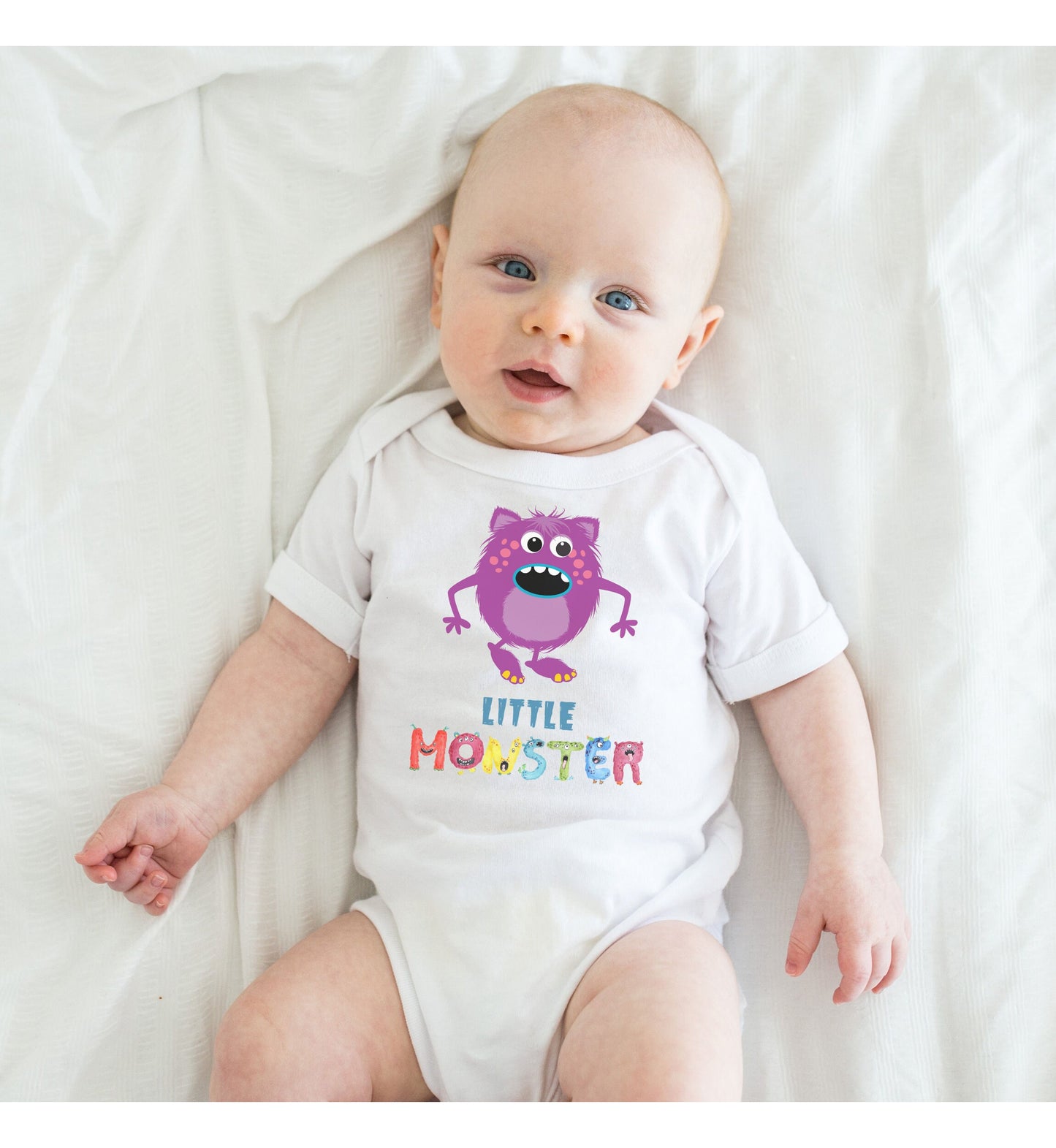 Little Monster Baby Infant Fine Jersey Bodysuit, Cute Baby Shower Gift, Funny Baby Onesie, Adorable Purple Baby Monster Outfit
