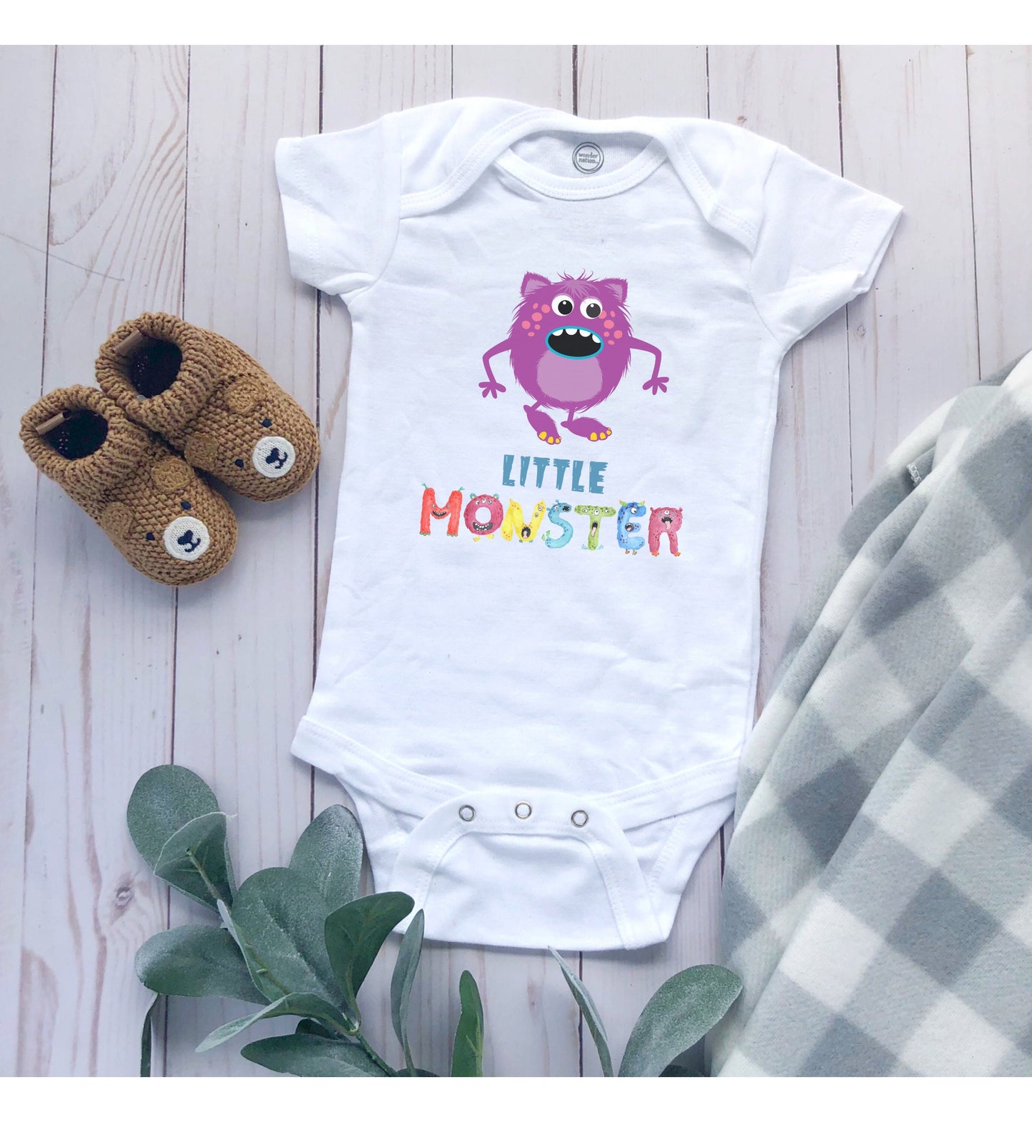 Little Monster Baby Infant Fine Jersey Bodysuit, Cute Baby Shower Gift, Funny Baby Onesie, Adorable Purple Baby Monster Outfit