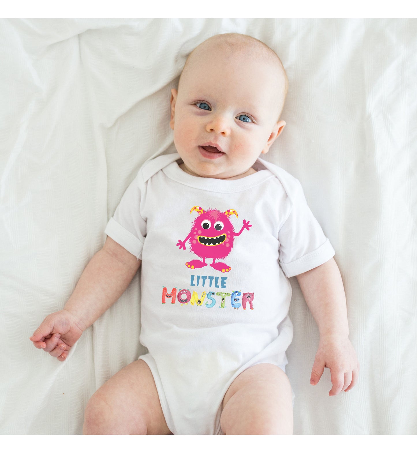 Little Monster Baby Infant Fine Jersey Bodysuit, Cute Baby Shower Gift, Funny Baby Onesie, Adorable Bright Pink Baby Monster Outfit