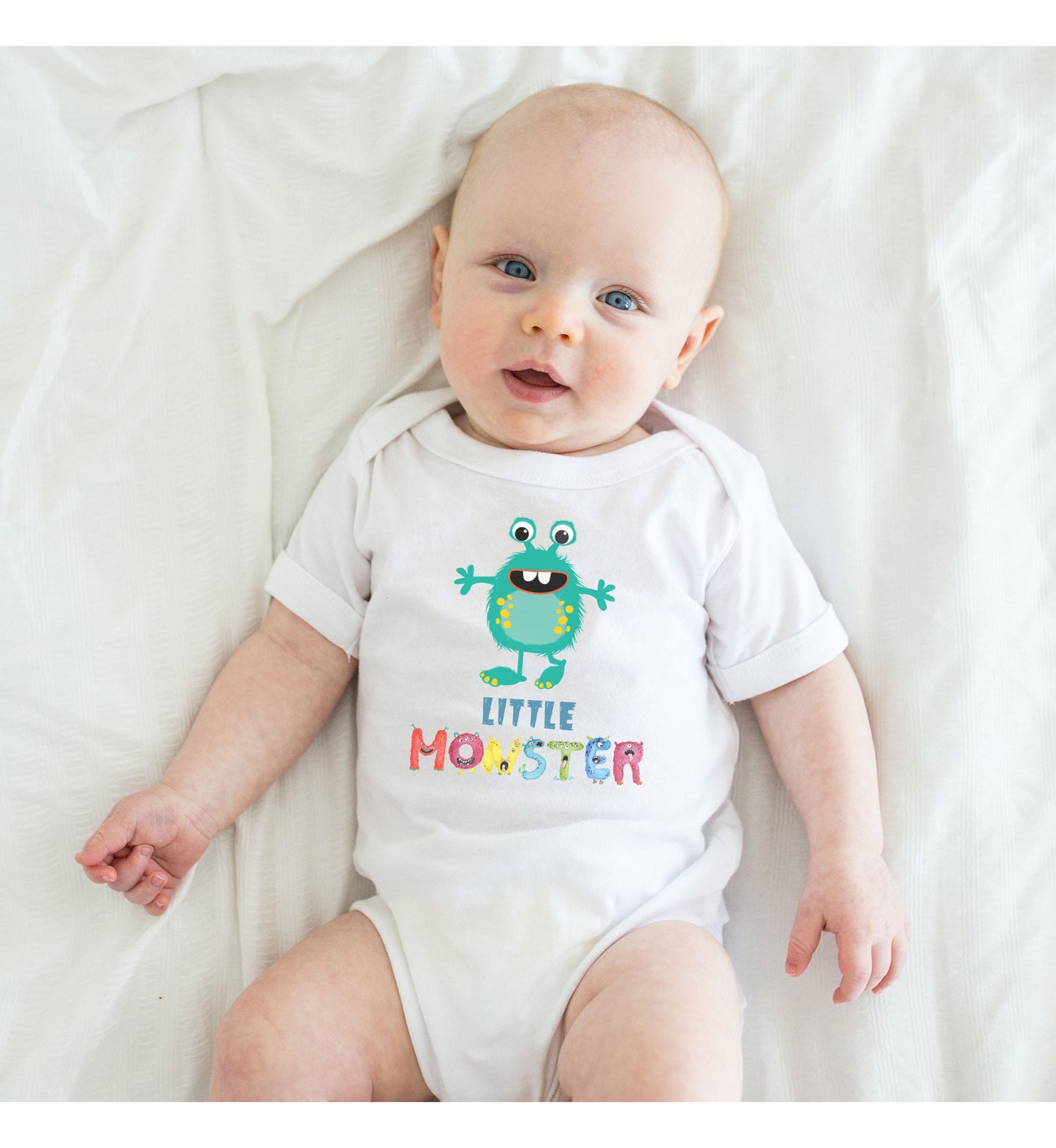 Little Monster Baby Infant Fine Jersey Bodysuit, Cute Baby Shower Gift, Funny Baby Onesie, Adorable Turquoise Baby Monster Outfit