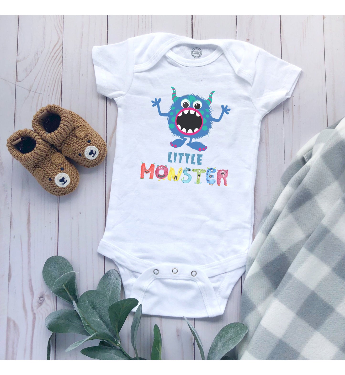 Little Monster Baby Infant Fine Jersey Bodysuit, Cute Baby Shower Gift, Funny Baby Onesie, Adorable Blue Baby Monster Outfit
